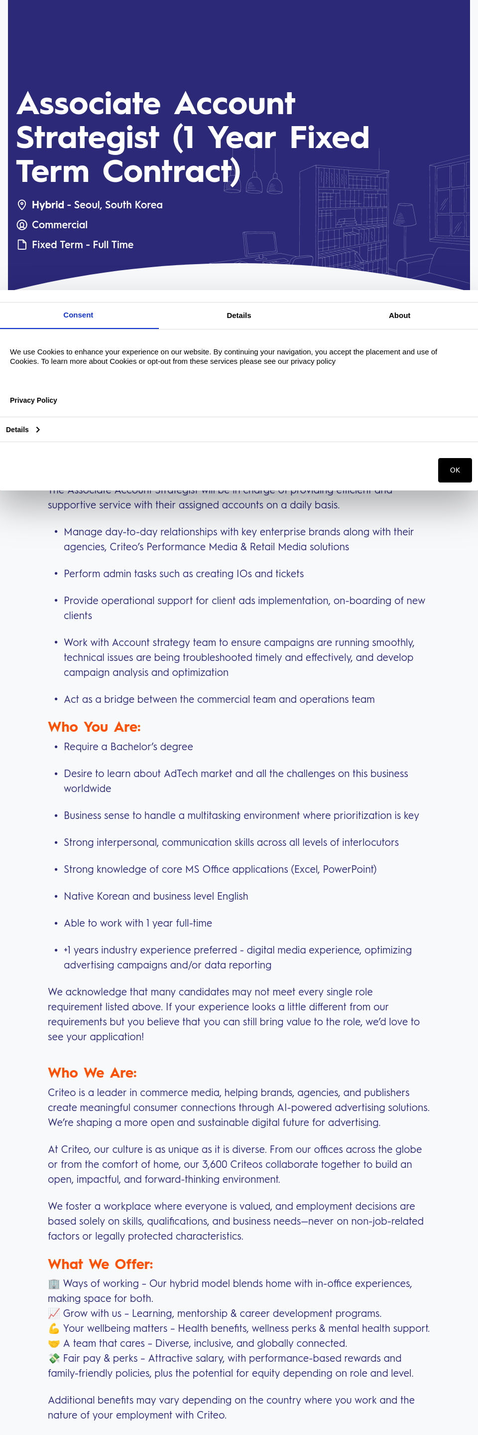 크리테오 Associate Account Strategist (1 Year Term Contract) 채용공고