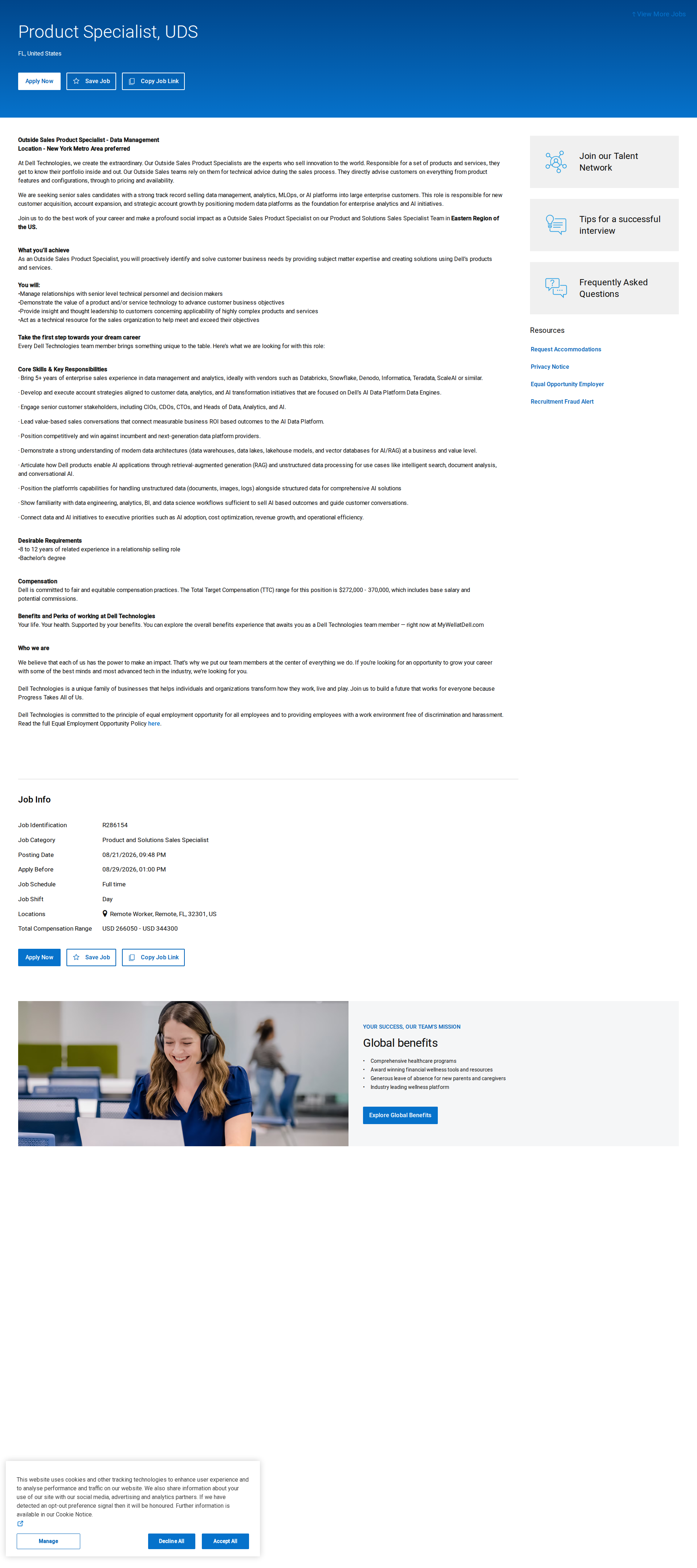 DELL Outside Sales Product Specialist - Data Management 채용공고