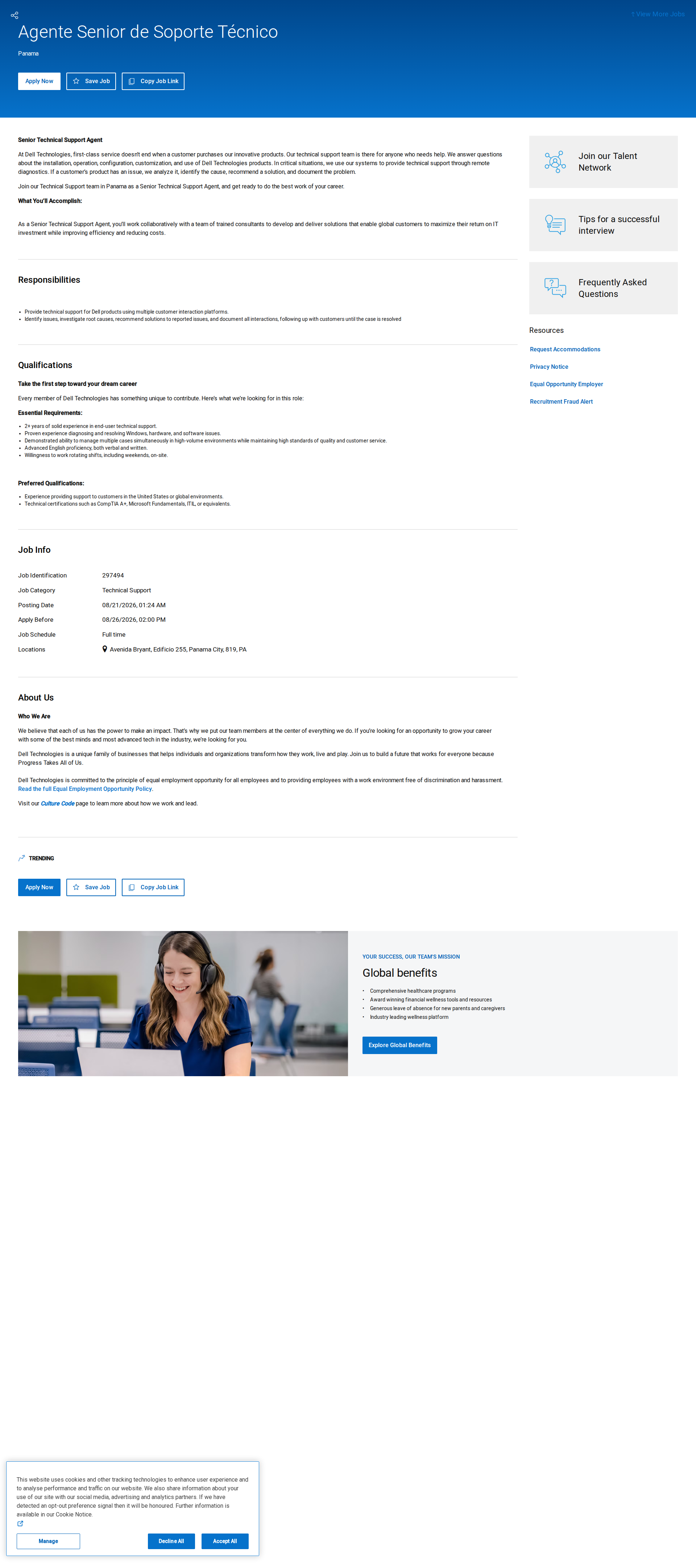 DELL Senior Technical Support Agent 채용공고