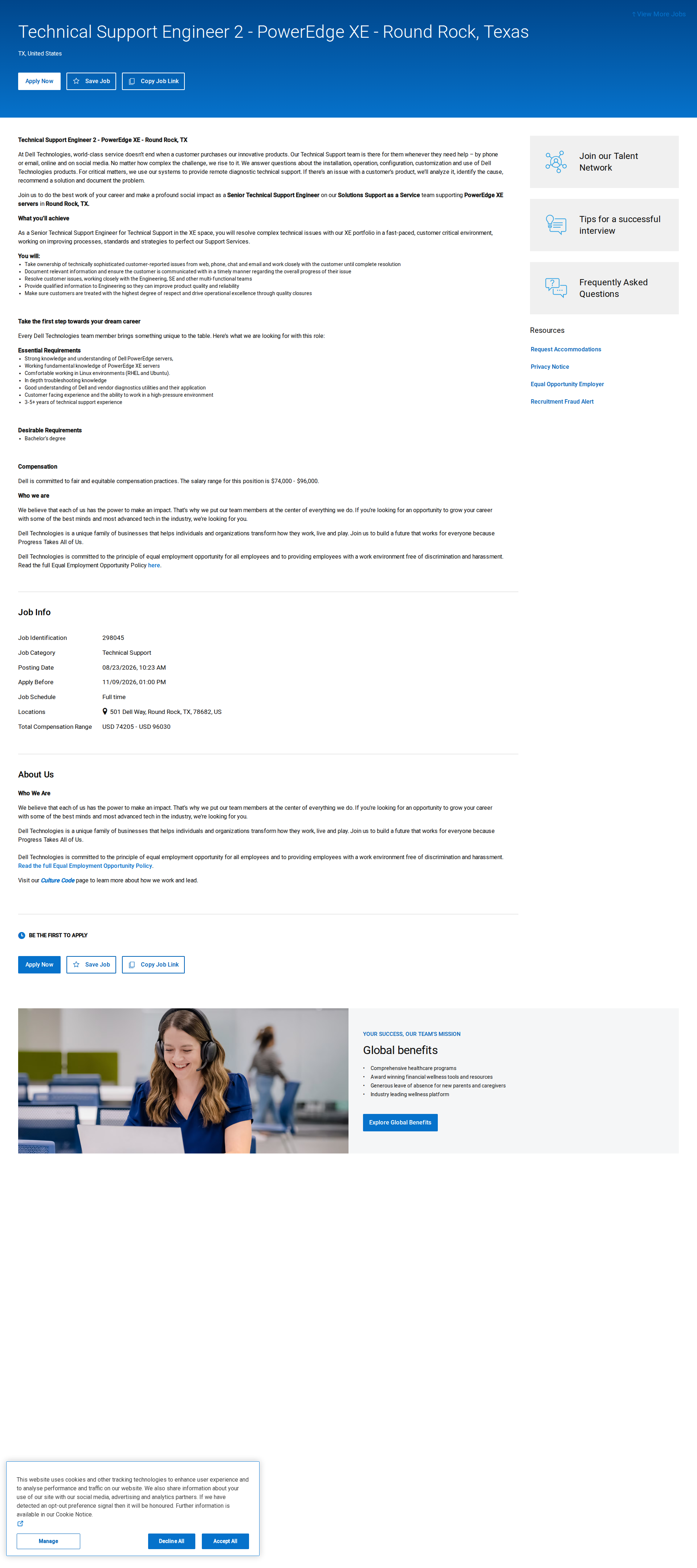 DELL Technical Support Engineer 2 - PowerEdge XE 채용공고