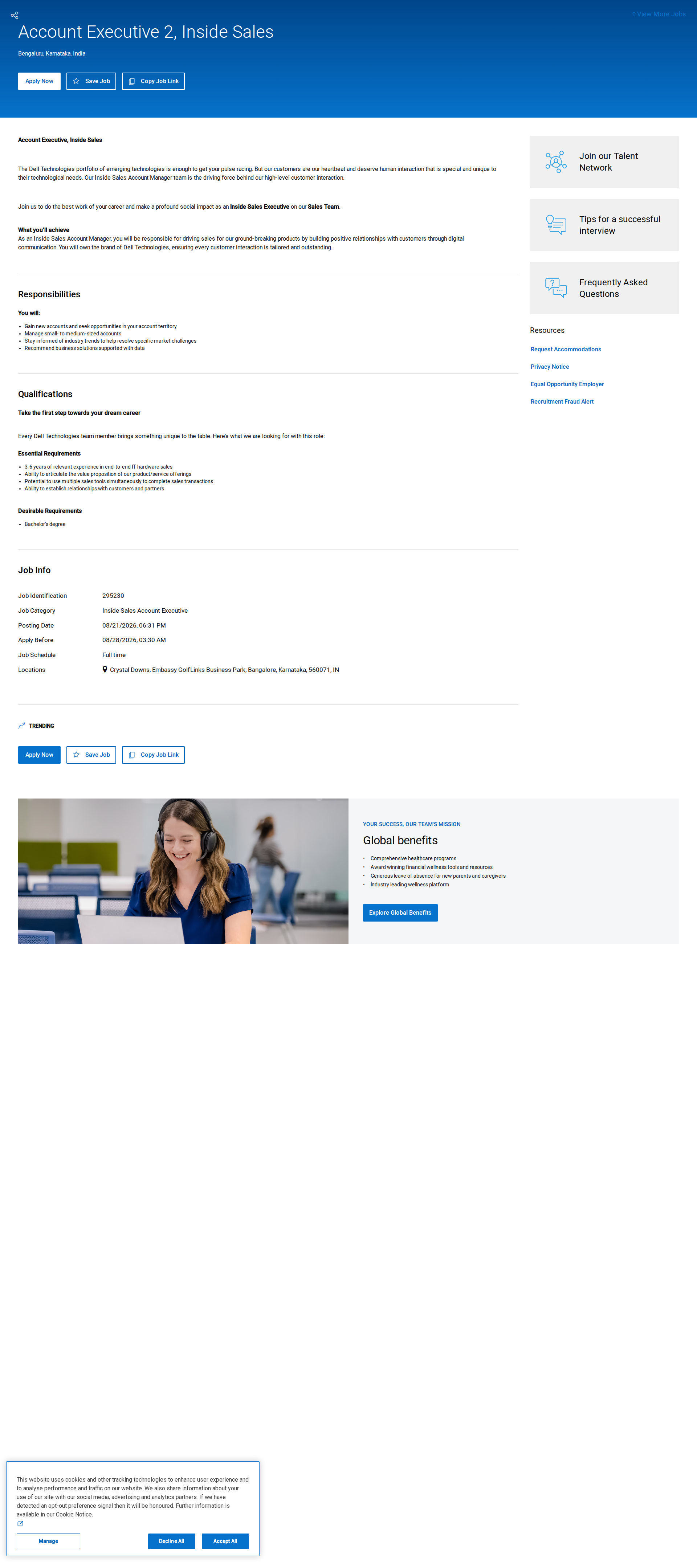 DELL Account Executive, Inside Sales 채용공고