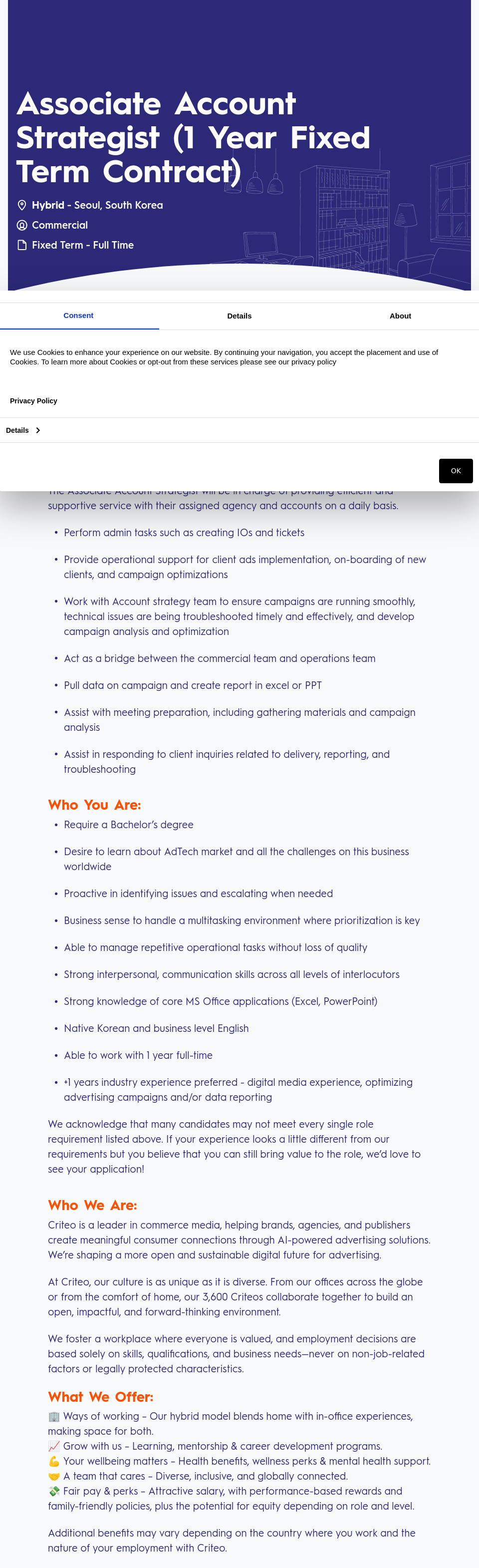 크리테오 Associate Account Strategist (1 Year Term Contract) 채용공고