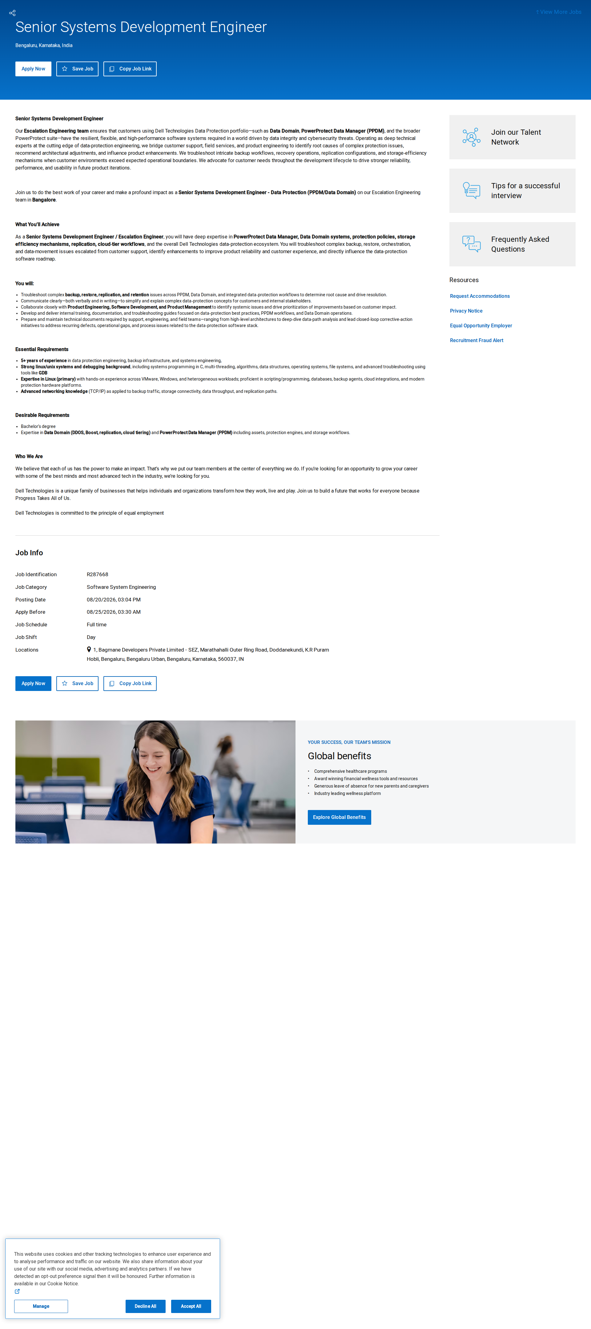 DELL Senior Systems Development Engineer - Data Protection 채용공고