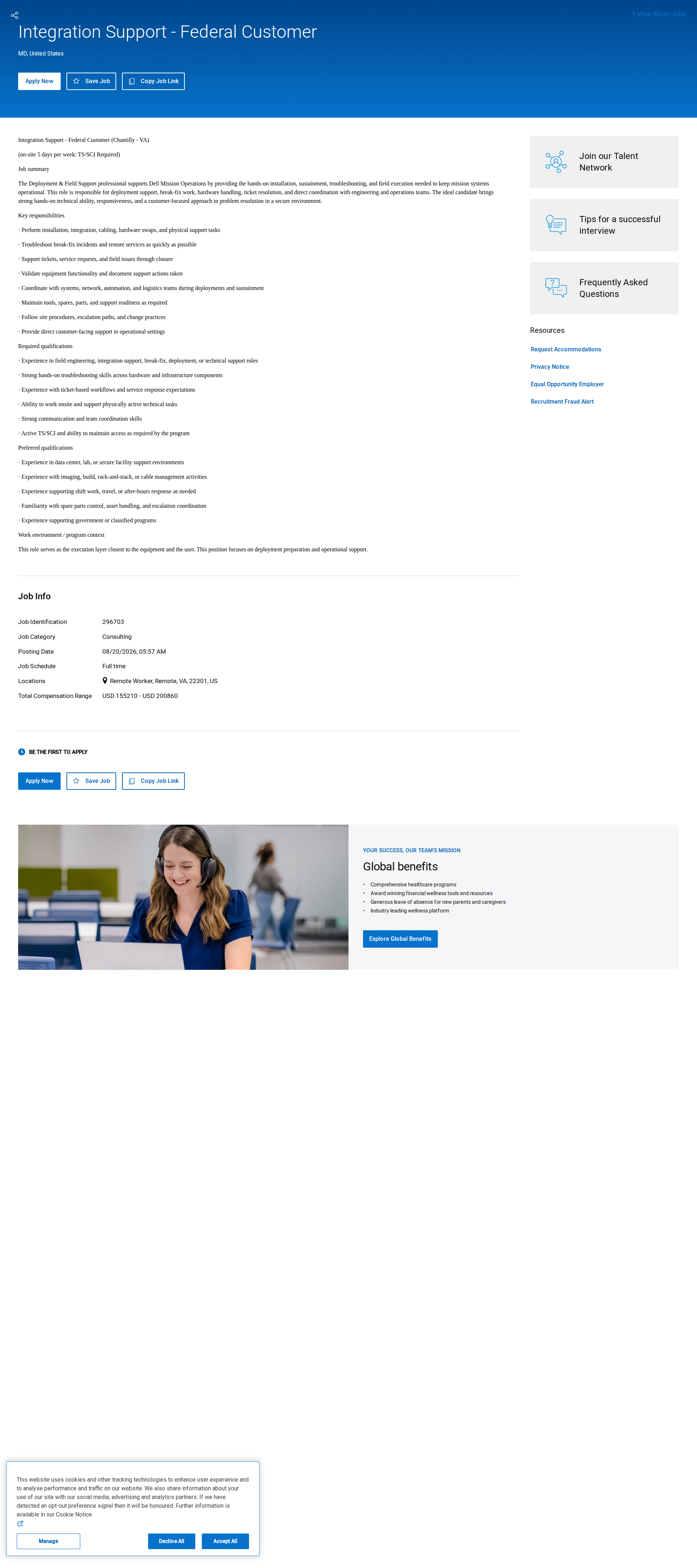 DELL Integration Support - Federal Customer 채용공고