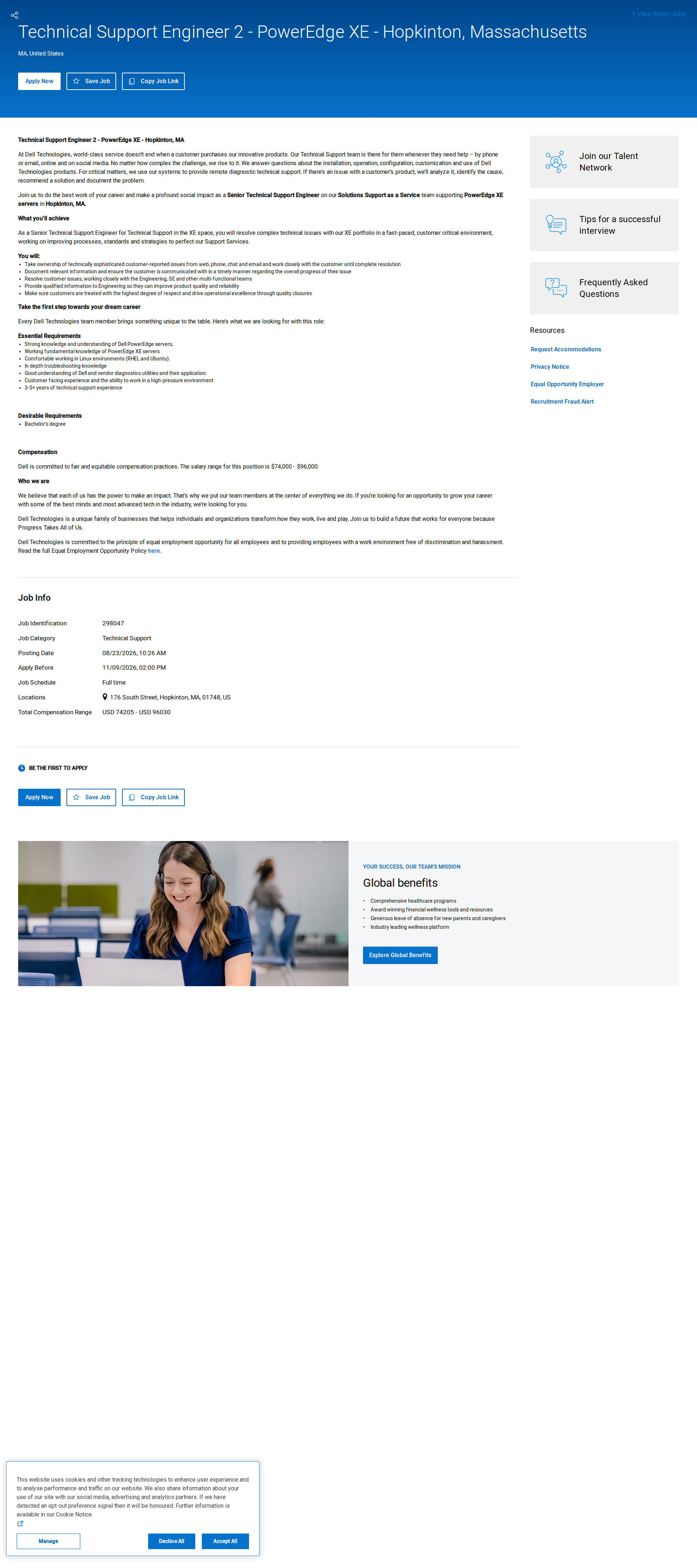 DELL Technical Support Engineer 2 - PowerEdge XE 채용공고