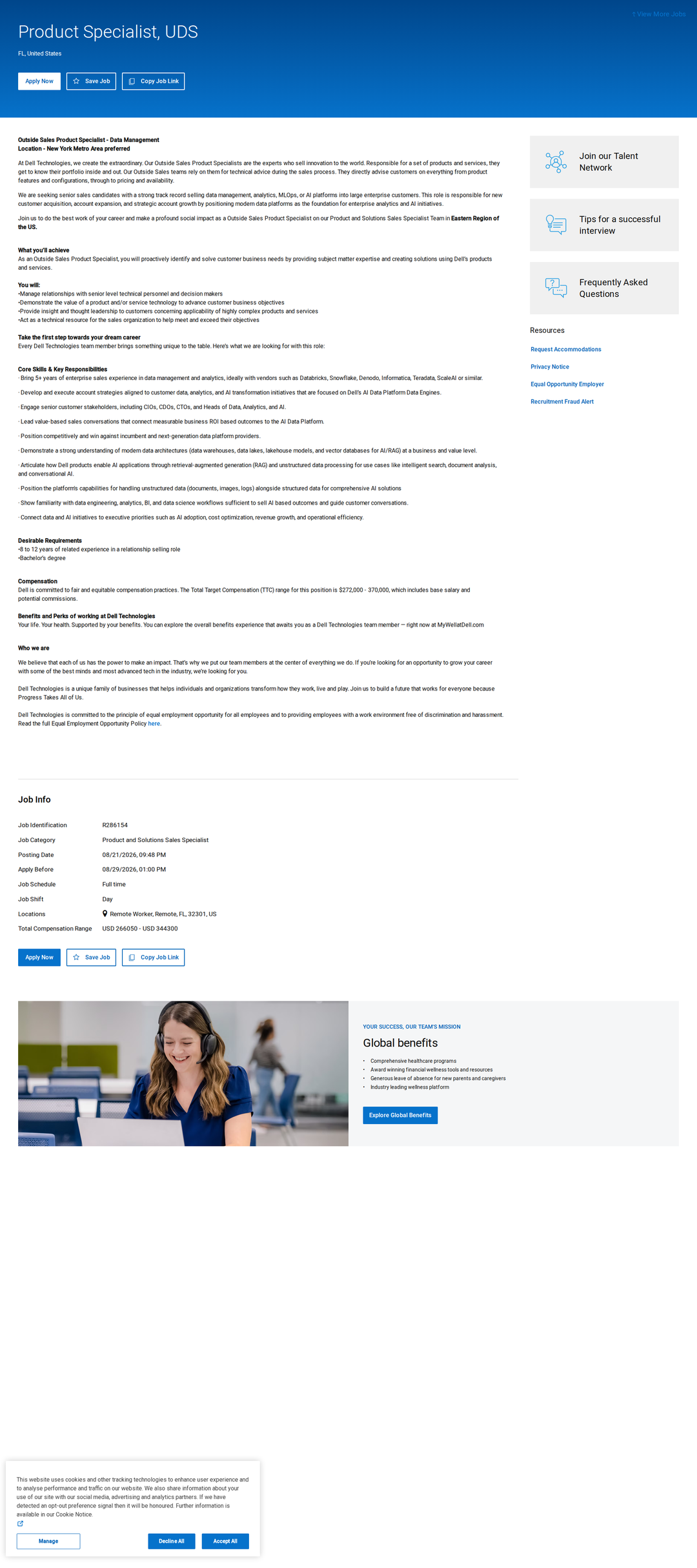 DELL Outside Sales Product Specialist - Data Management 채용공고