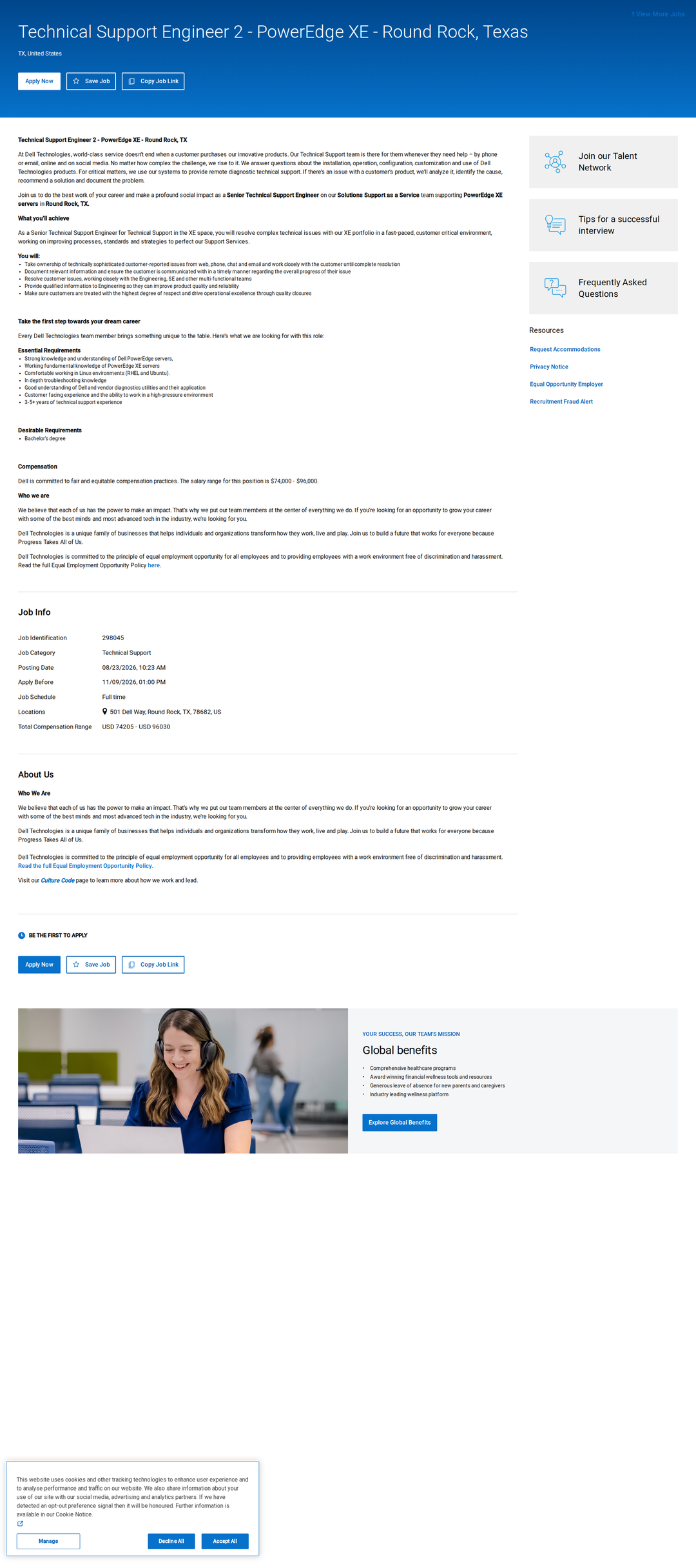 DELL Technical Support Engineer 2 - PowerEdge XE 채용공고