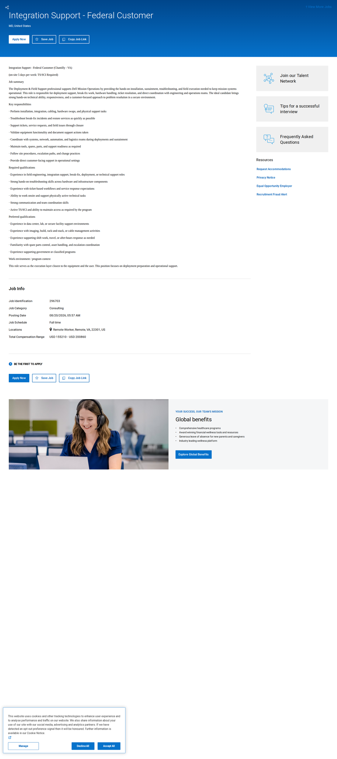 DELL Integration Support - Federal Customer 채용공고