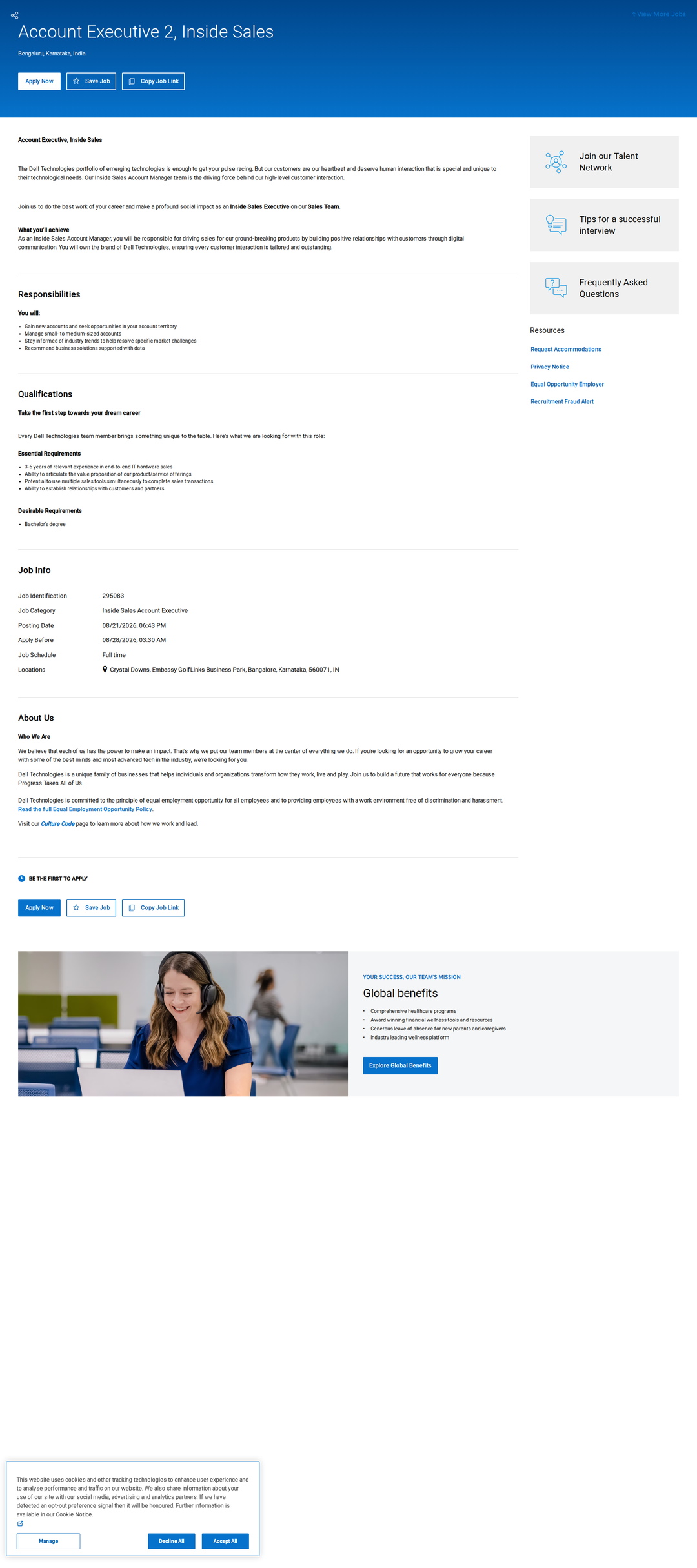 DELL Account Executive, Inside Sales 채용공고