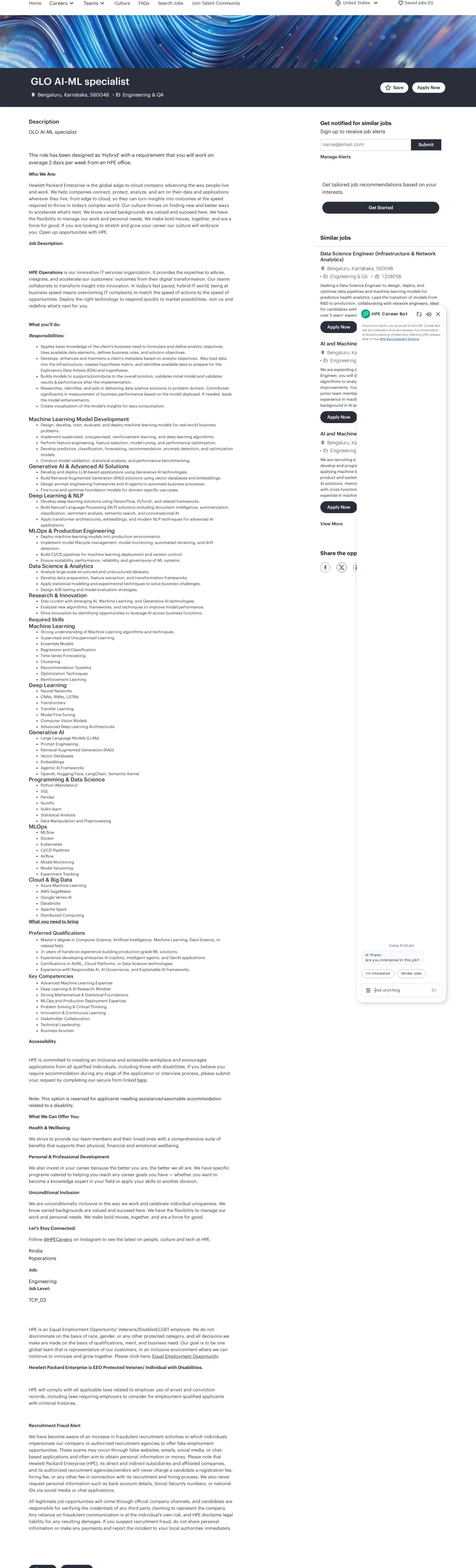 HP GLO AI-ML specialist 채용공고