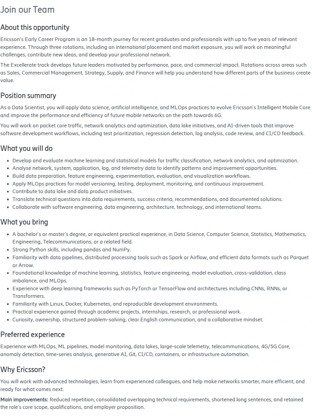 LG에릭슨 Data Scientist (Early Career Program) 채용공고