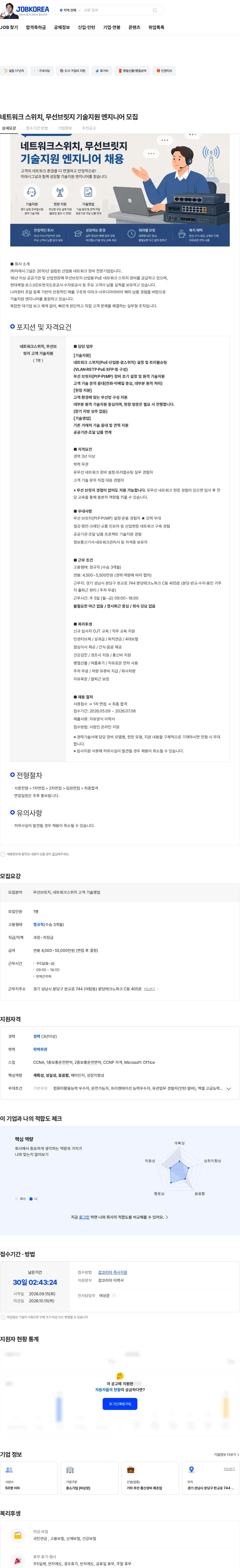 미래시그널 네트워크 스위치, 무선브릿지 기술지원 엔지니어 모집 채용공고