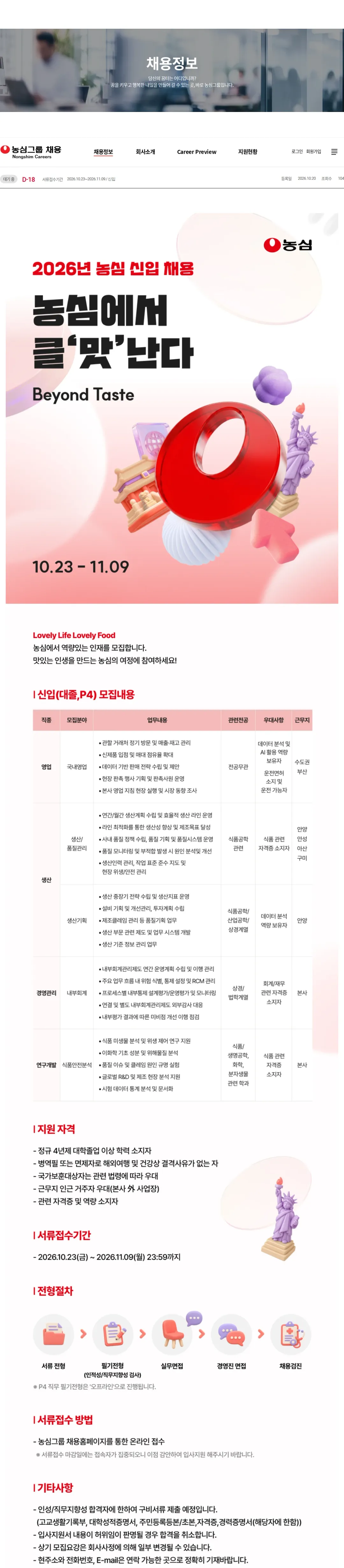 농심 농심(주)농심 대졸 신입사원 채용 채용공고