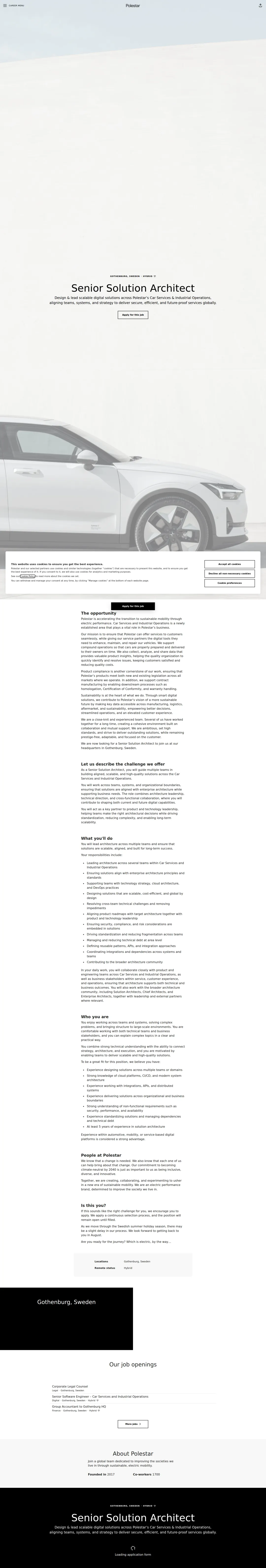 폴스타 Senior Solution Architect 채용공고