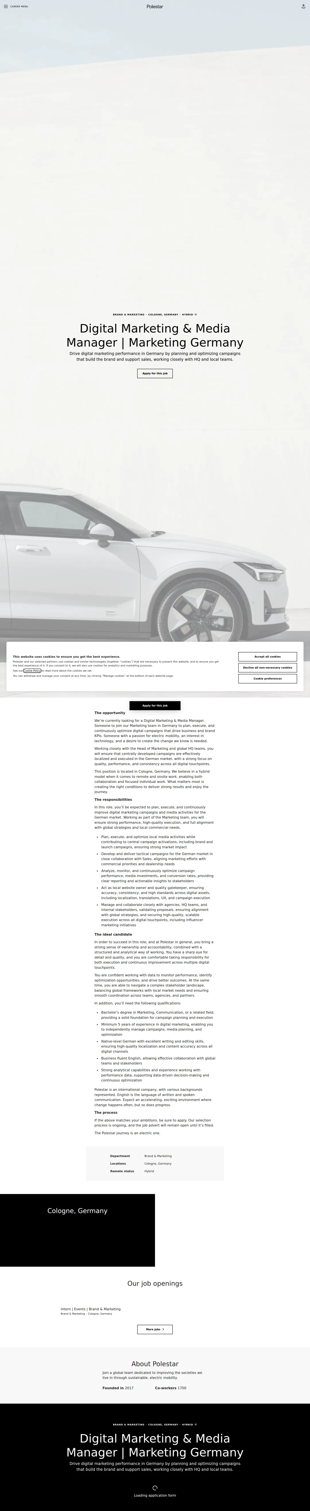 폴스타 Digital Marketing & Media Manager | Marketing Germany 채용공고