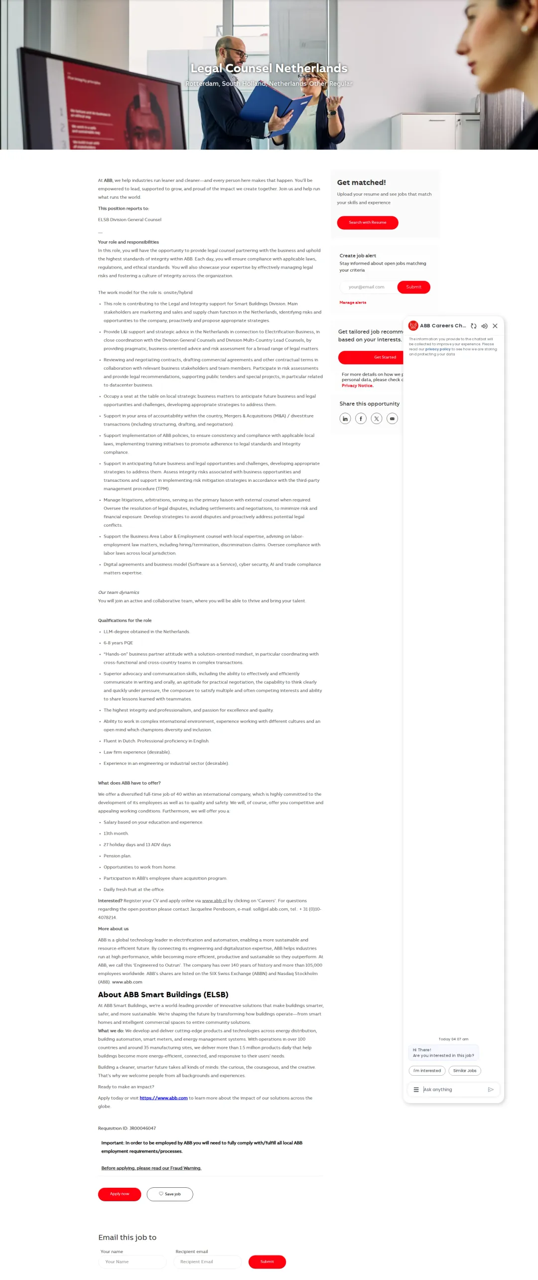 ABB코리아 Legal Counsel Netherlands 채용공고