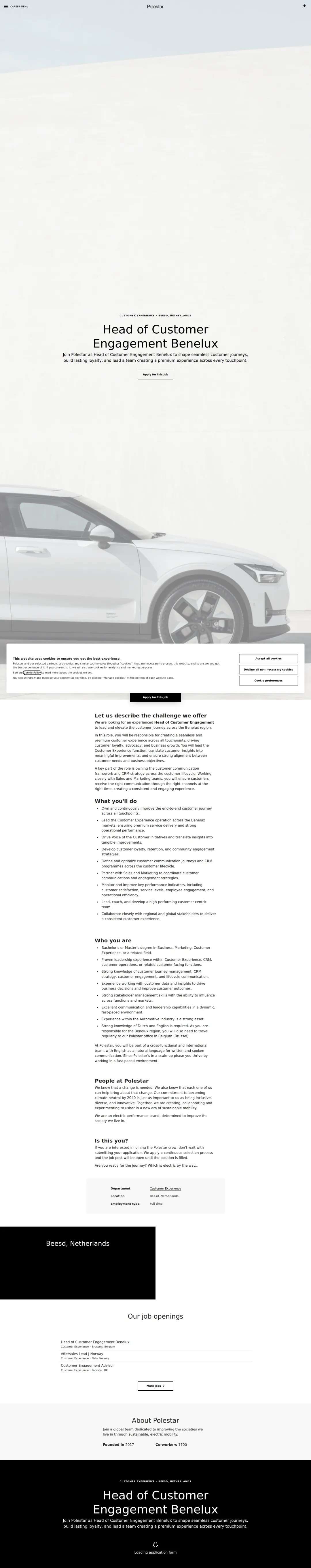 폴스타 Head of Customer Engagement Benelux 채용공고