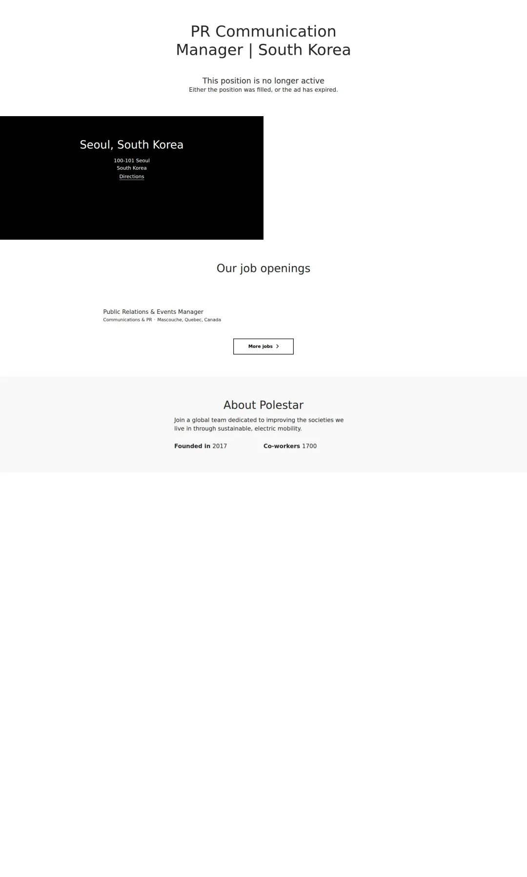 폴스타 PR Communication Manager | South Korea 채용공고