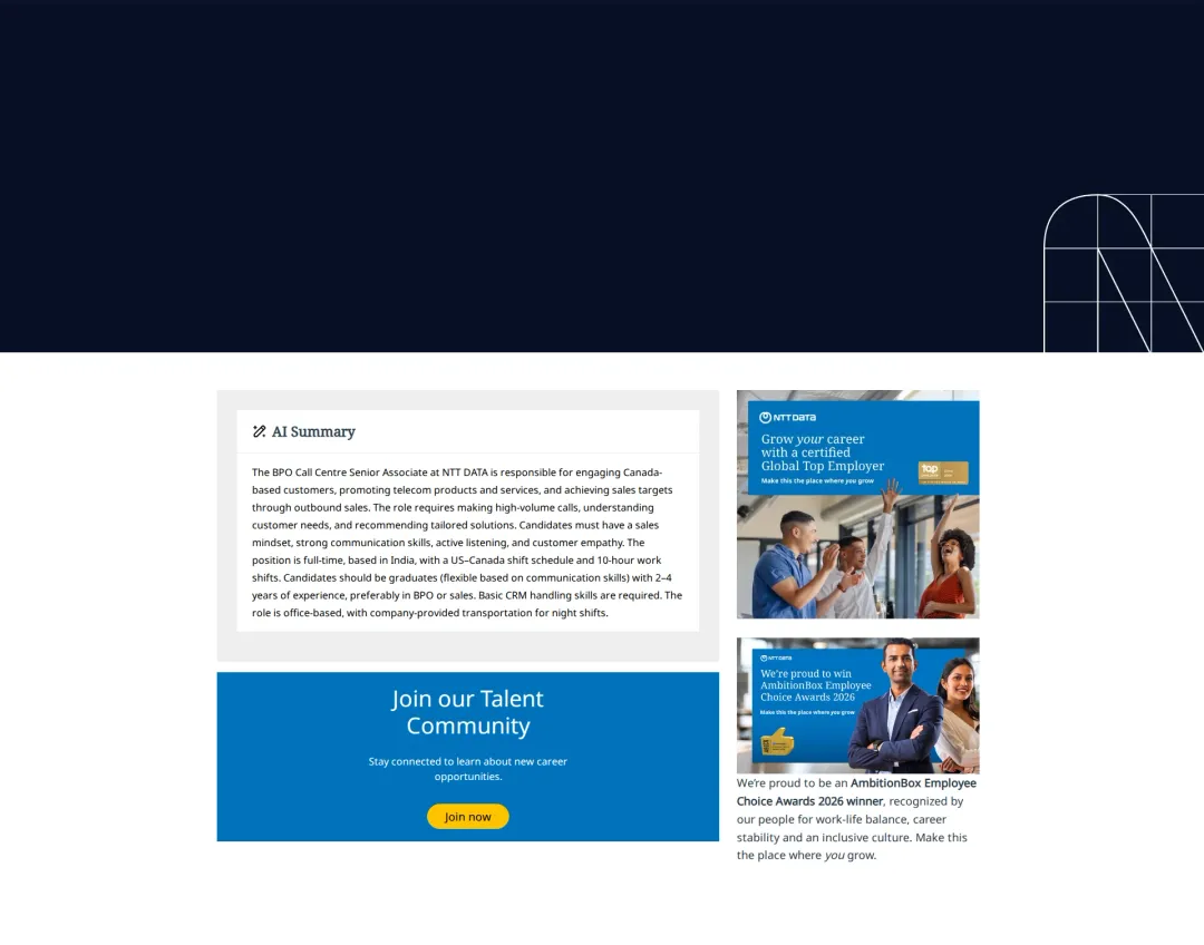NTT데이터 BPO Call Center Senior Associate 채용공고
