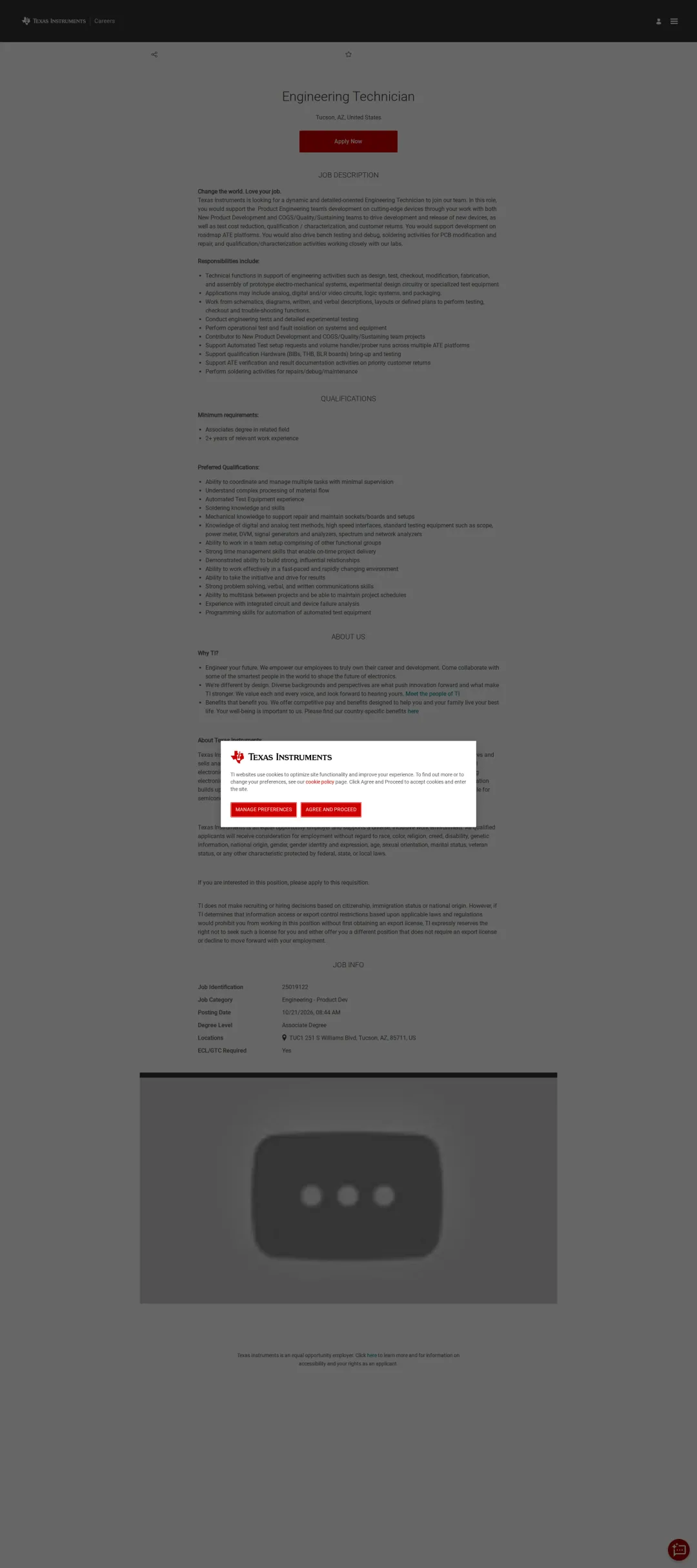 텍사스인스트루먼트코리아 Engineering Technician 채용공고
