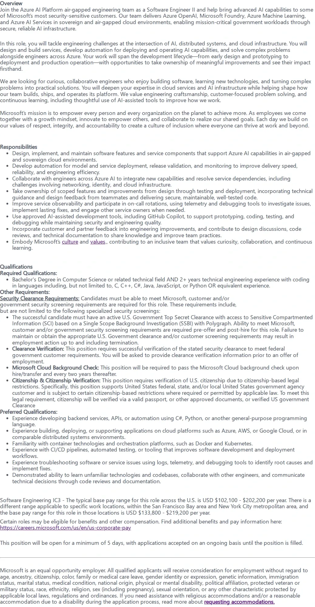 마이크로소프트(Microsoft) Software Engineer II - CTJ - Poly 채용공고