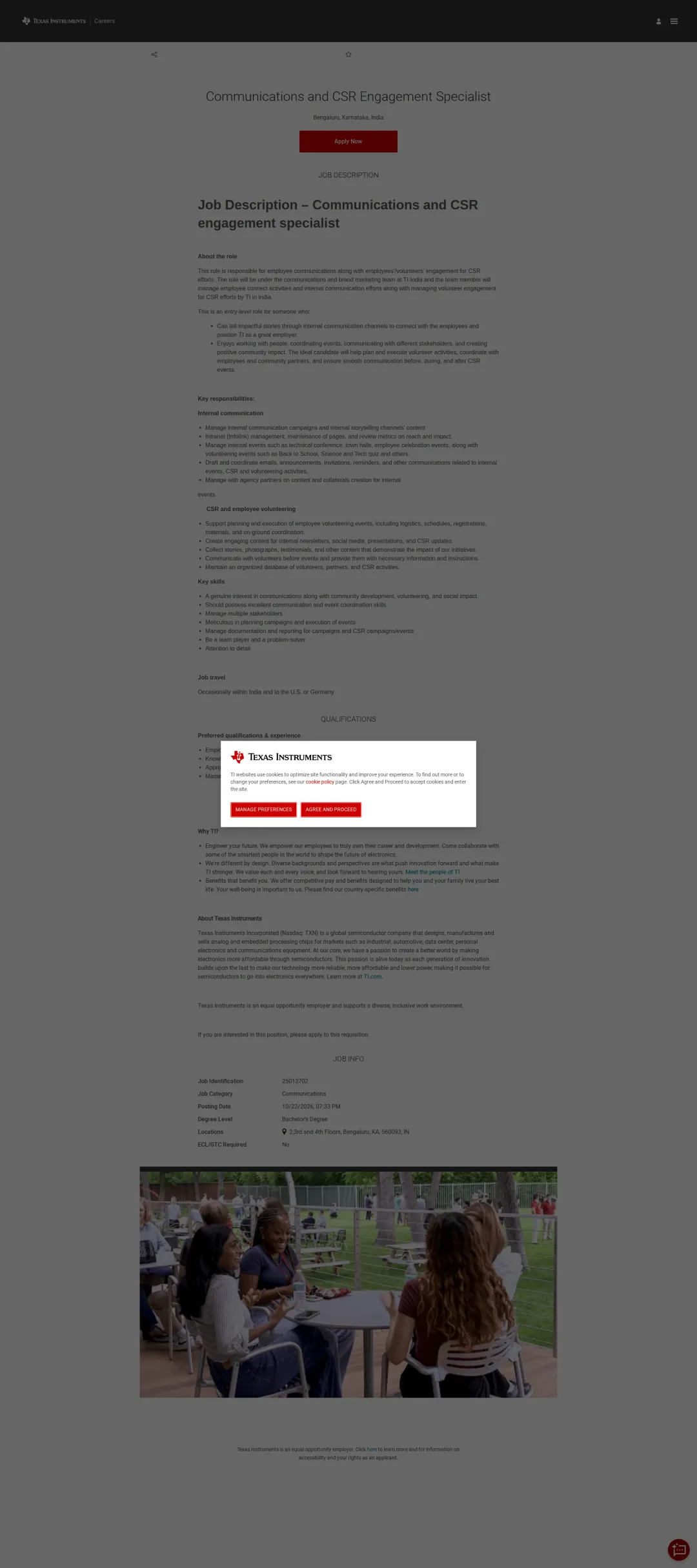 텍사스인스트루먼트코리아 Communications and CSR Engagement Specialist 채용공고