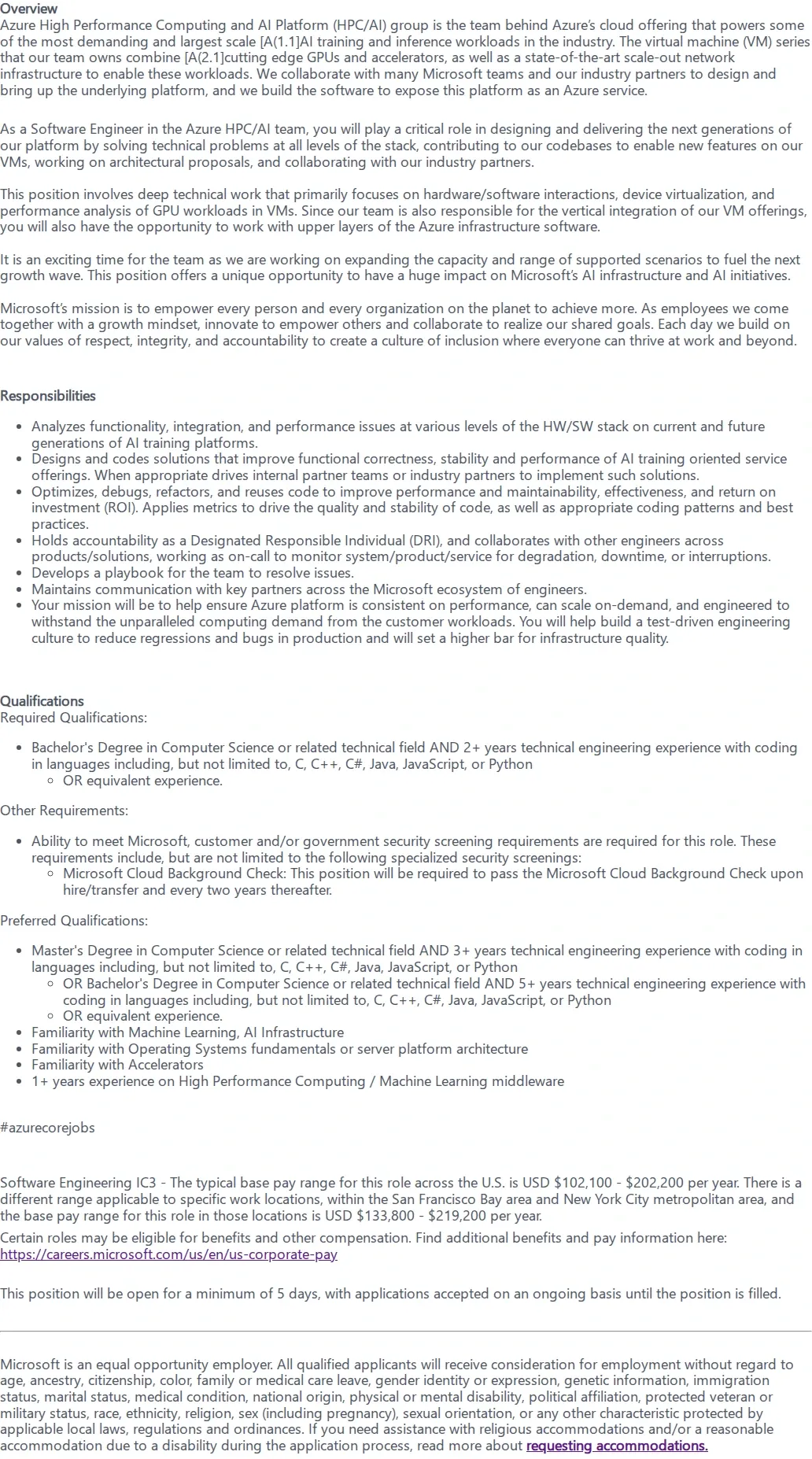마이크로소프트(Microsoft) Software Engineer II 채용공고
