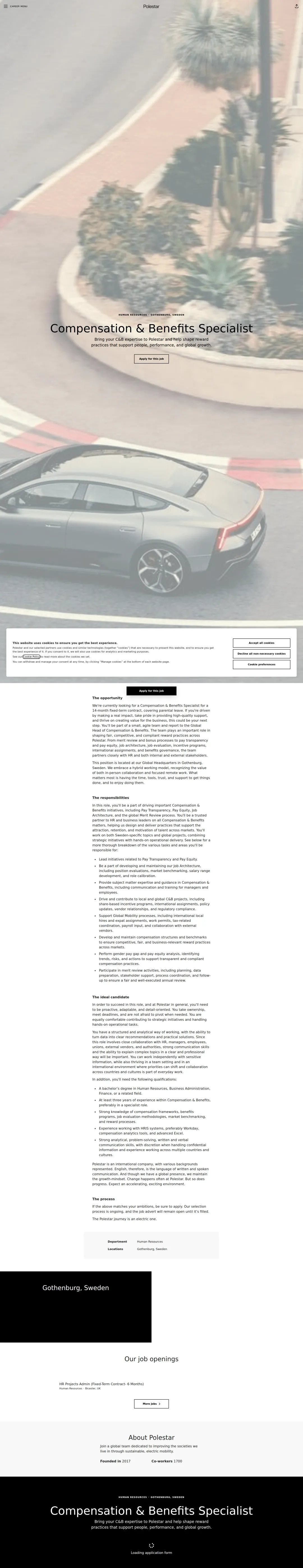 폴스타 Compensation & Benefits Specialist 채용공고