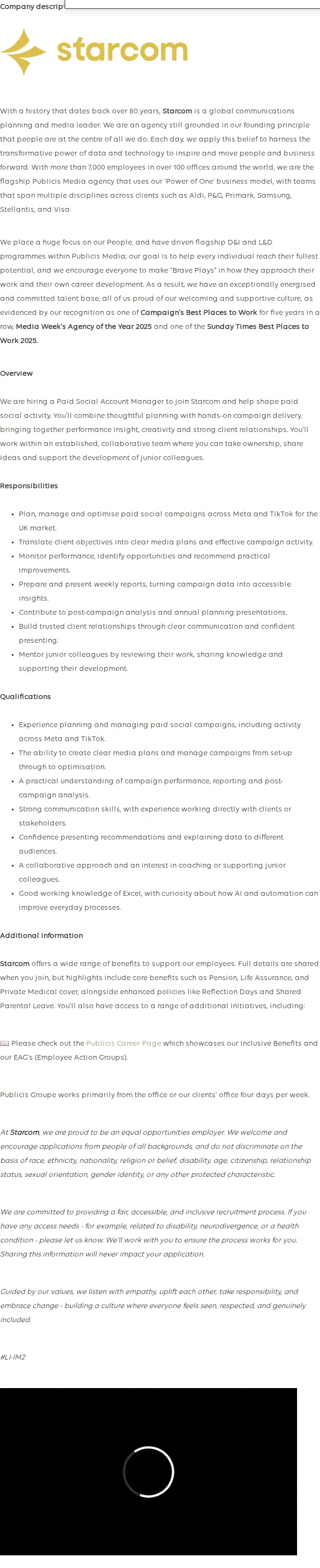 Publicis Groupe Paid Social Account Manager 채용공고