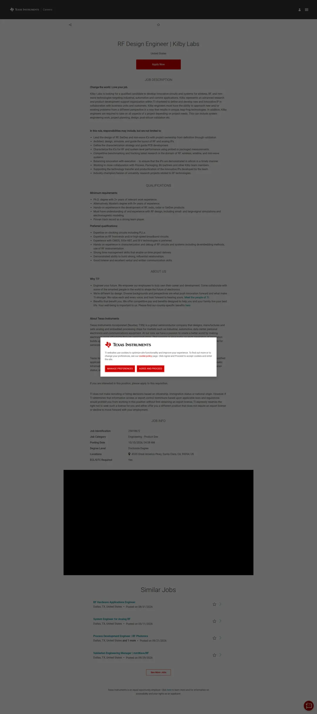 텍사스인스트루먼트코리아 RF Design Engineer | Kilby Labs 채용공고