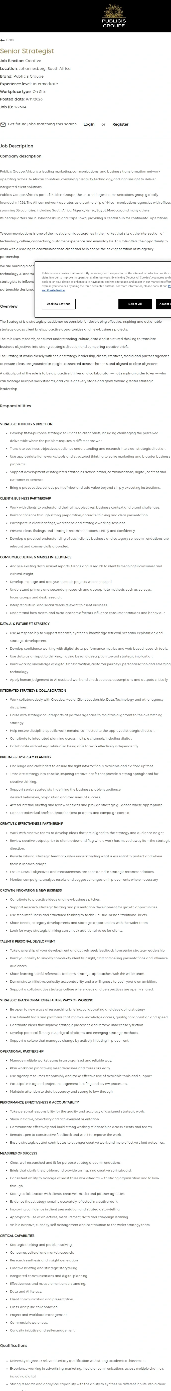 Publicis Groupe Senior Strategist 채용공고
