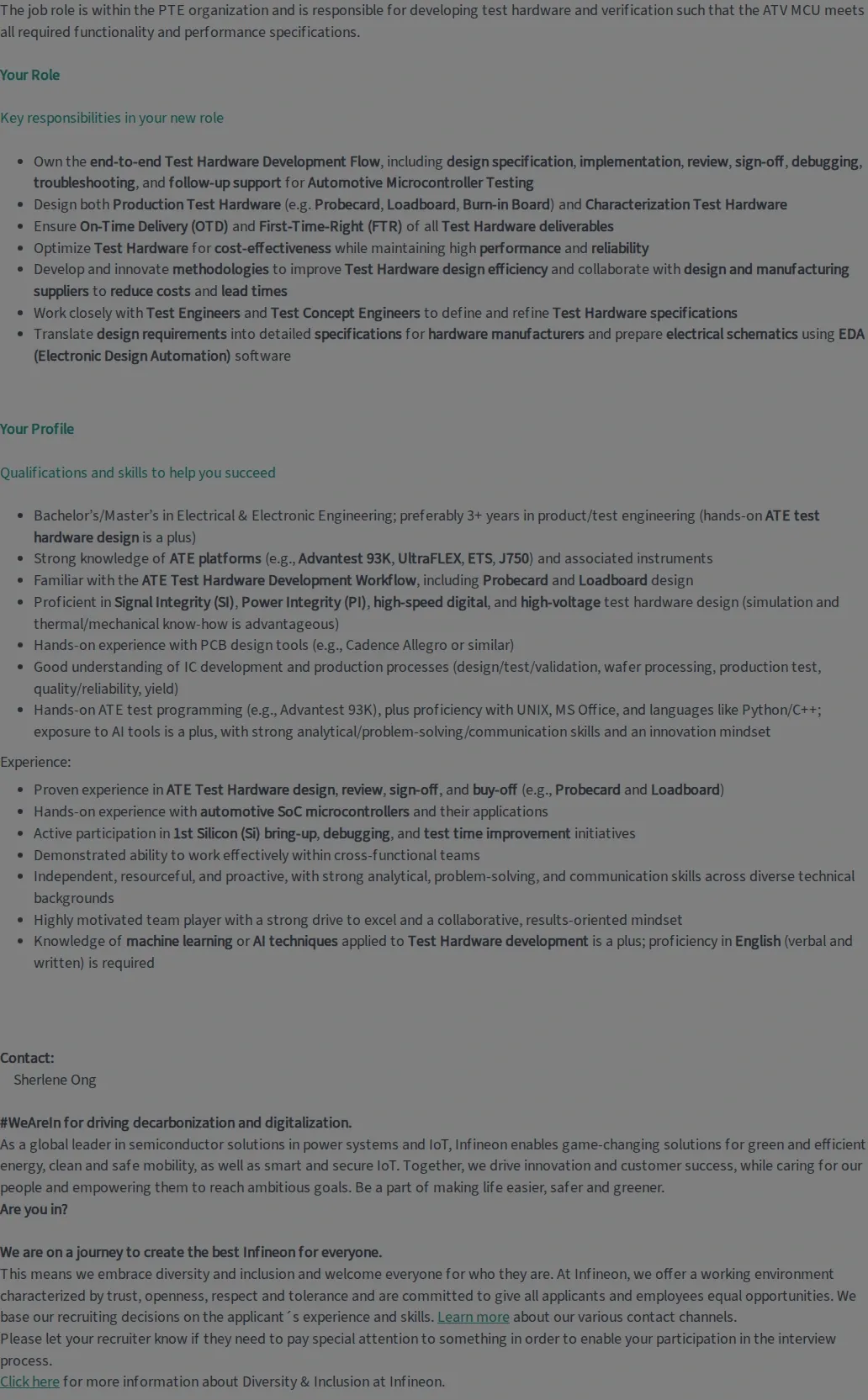 인피니언테크놀로지스코리아 Engineer / Senior Engineer - Hardware Design 채용공고
