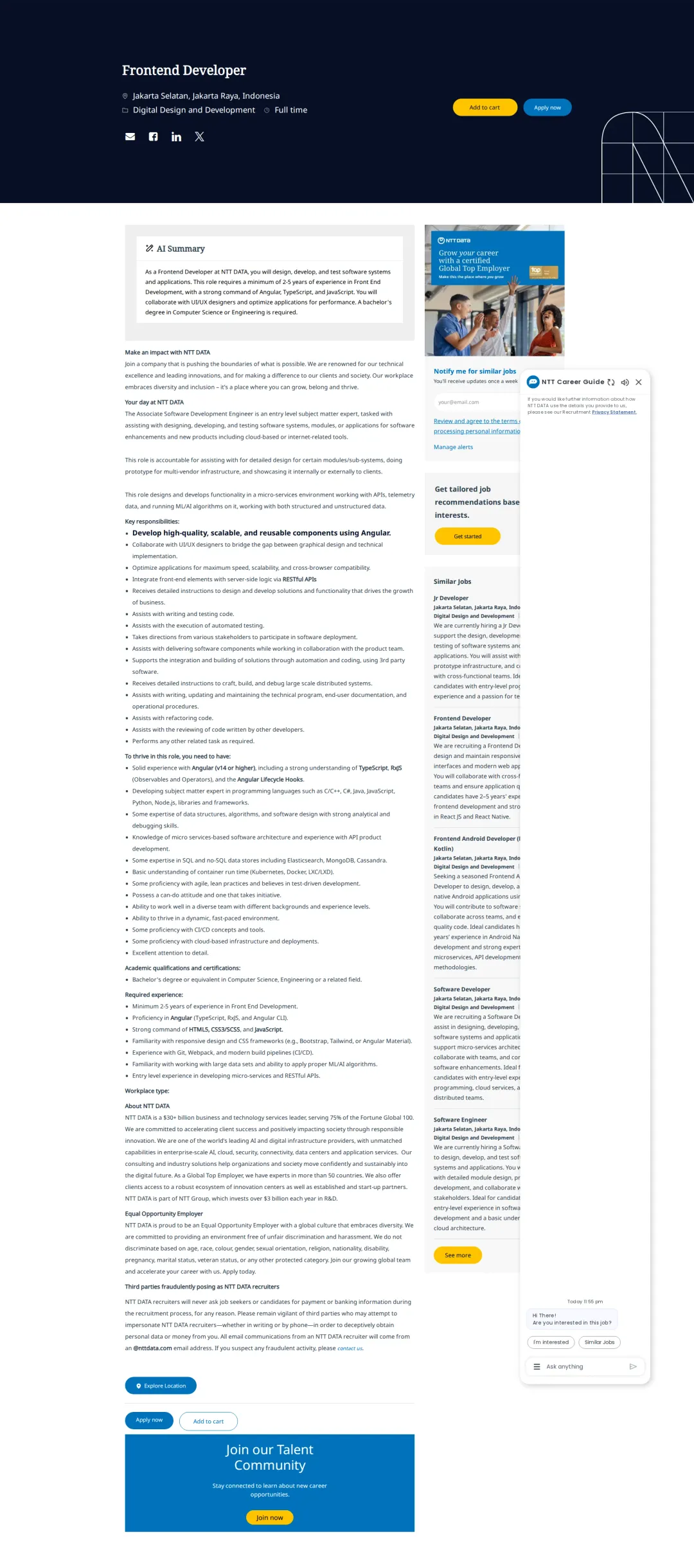 NTT데이터 Frontend Developer 채용공고