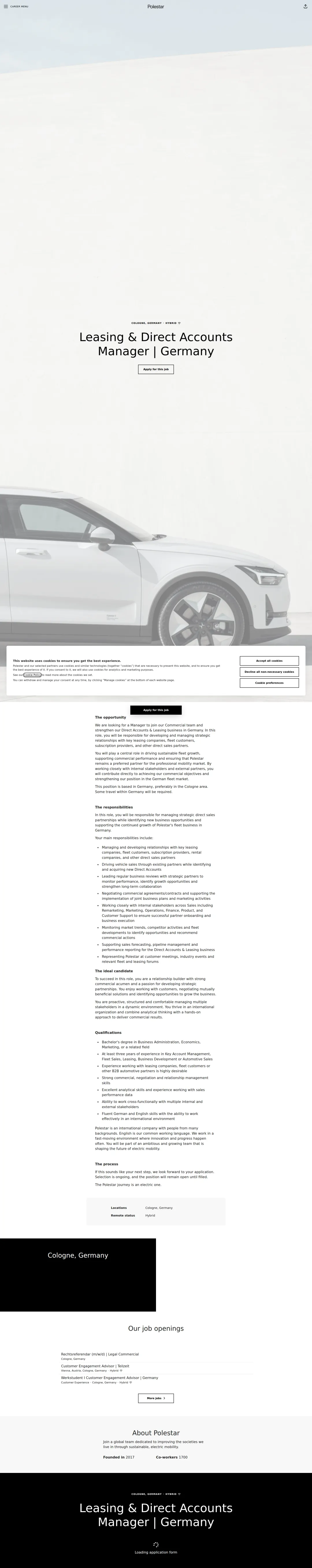 폴스타 Leasing & Direct Accounts Manager | Germany 채용공고