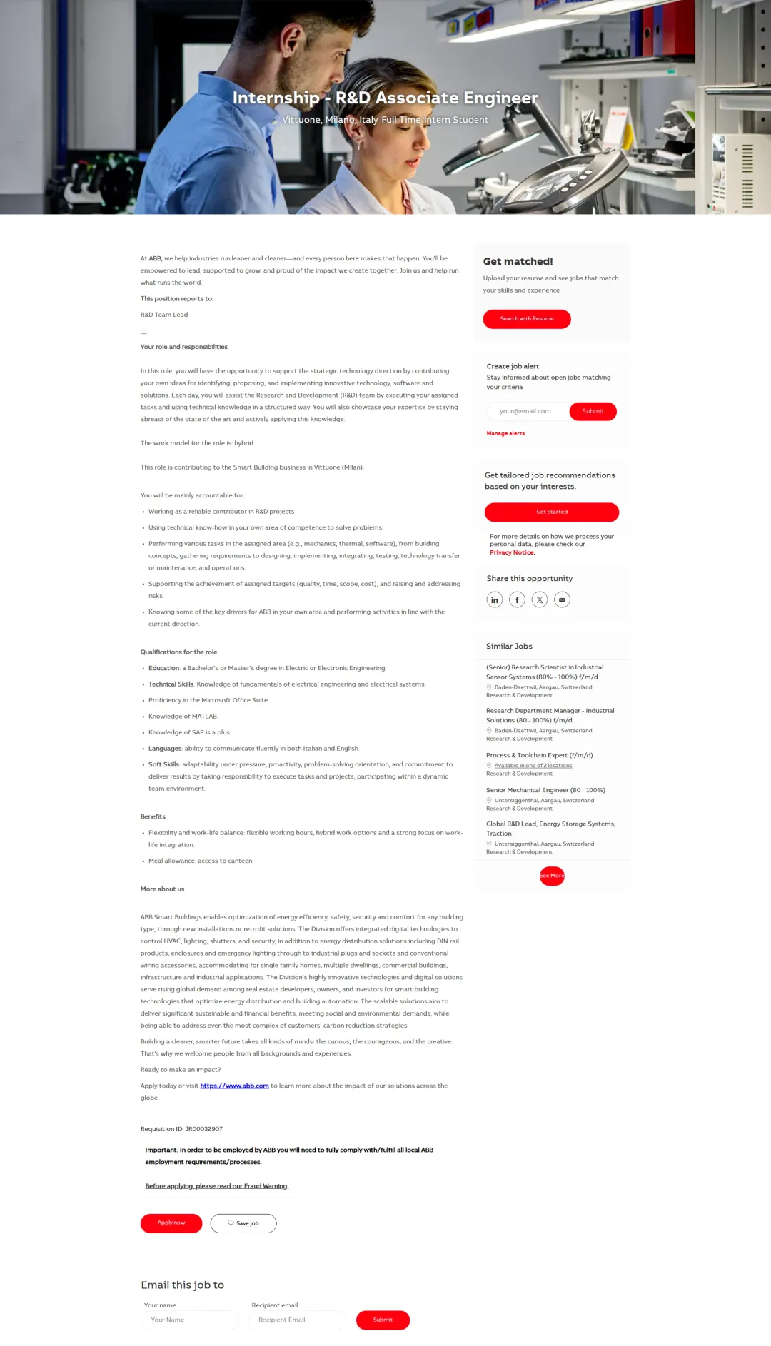 ABB코리아 Internship - R&D Associate Engineer 채용공고
