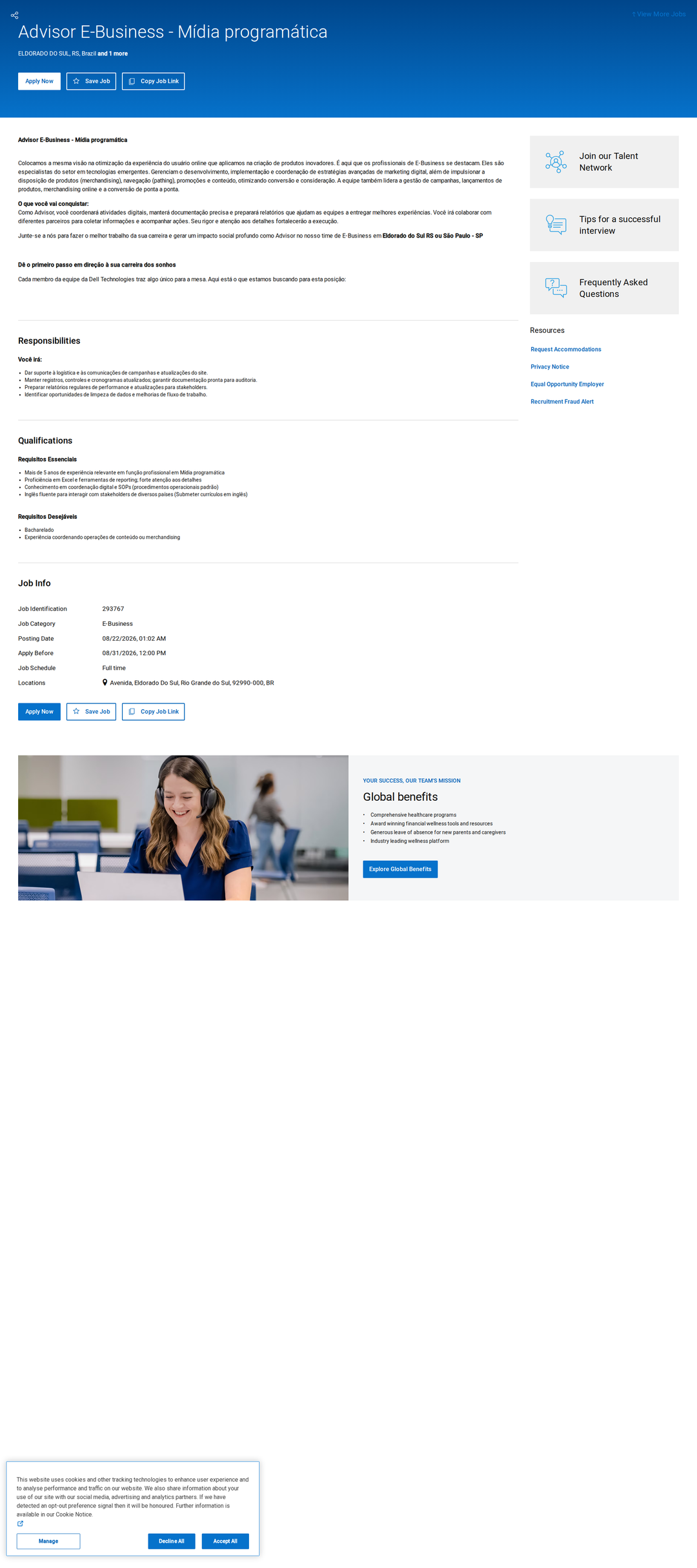 DELL Advisor E-Business - Mídia programática 채용공고