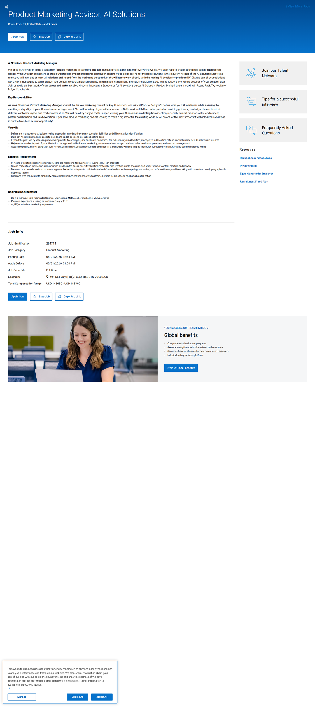 DELL AI Solutions Product Marketing Manager 채용공고