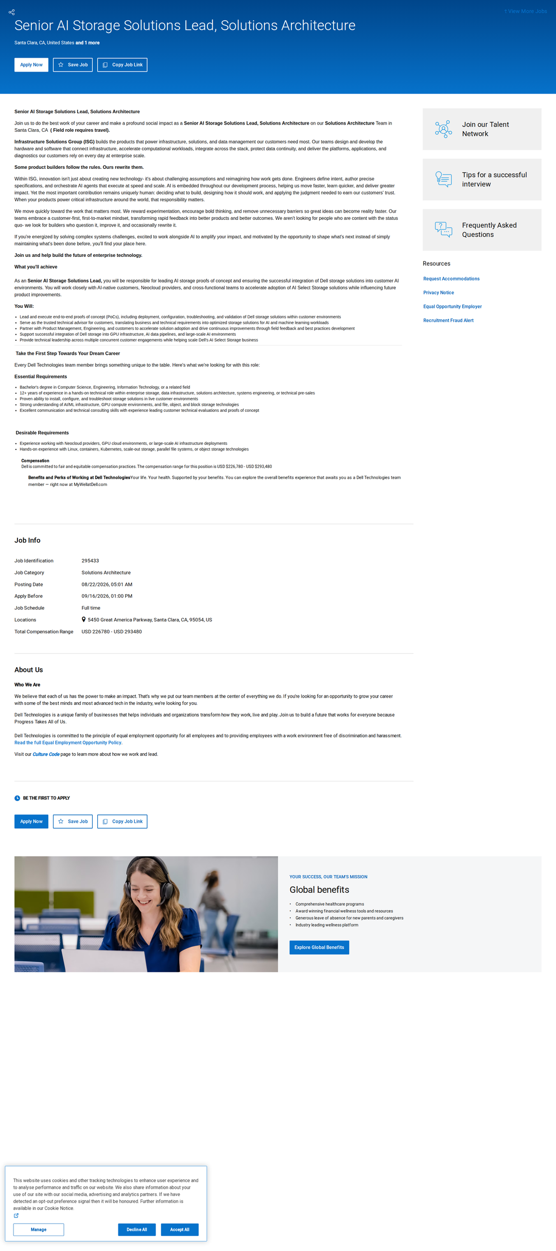 DELL Senior AI Storage Solutions Lead, Solutions Architecture 채용공고
