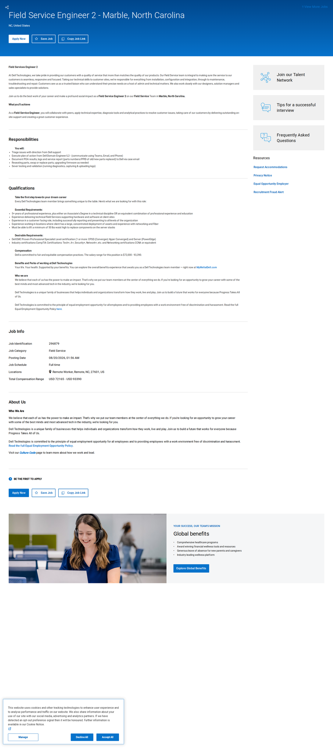DELL Field Services Engineer 2 채용공고