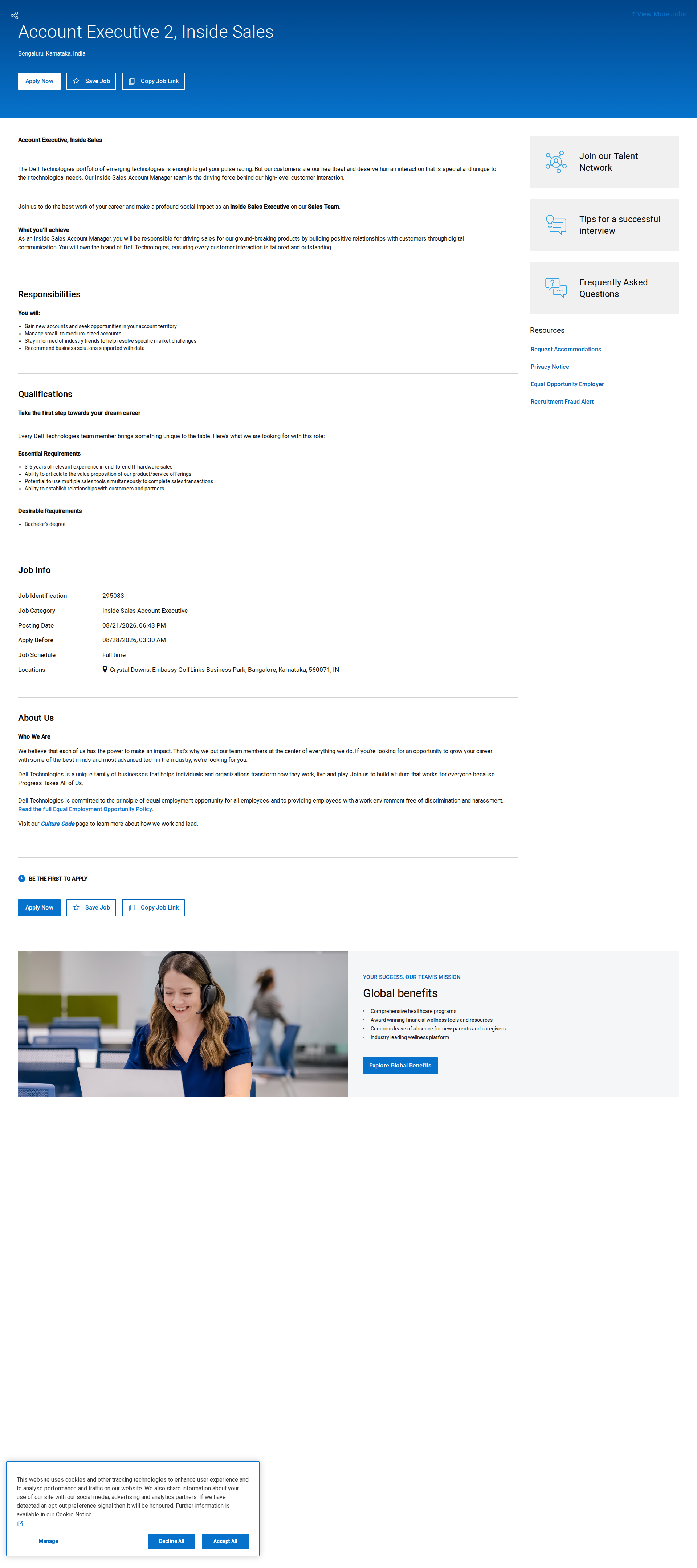DELL Account Executive, Inside Sales 채용공고