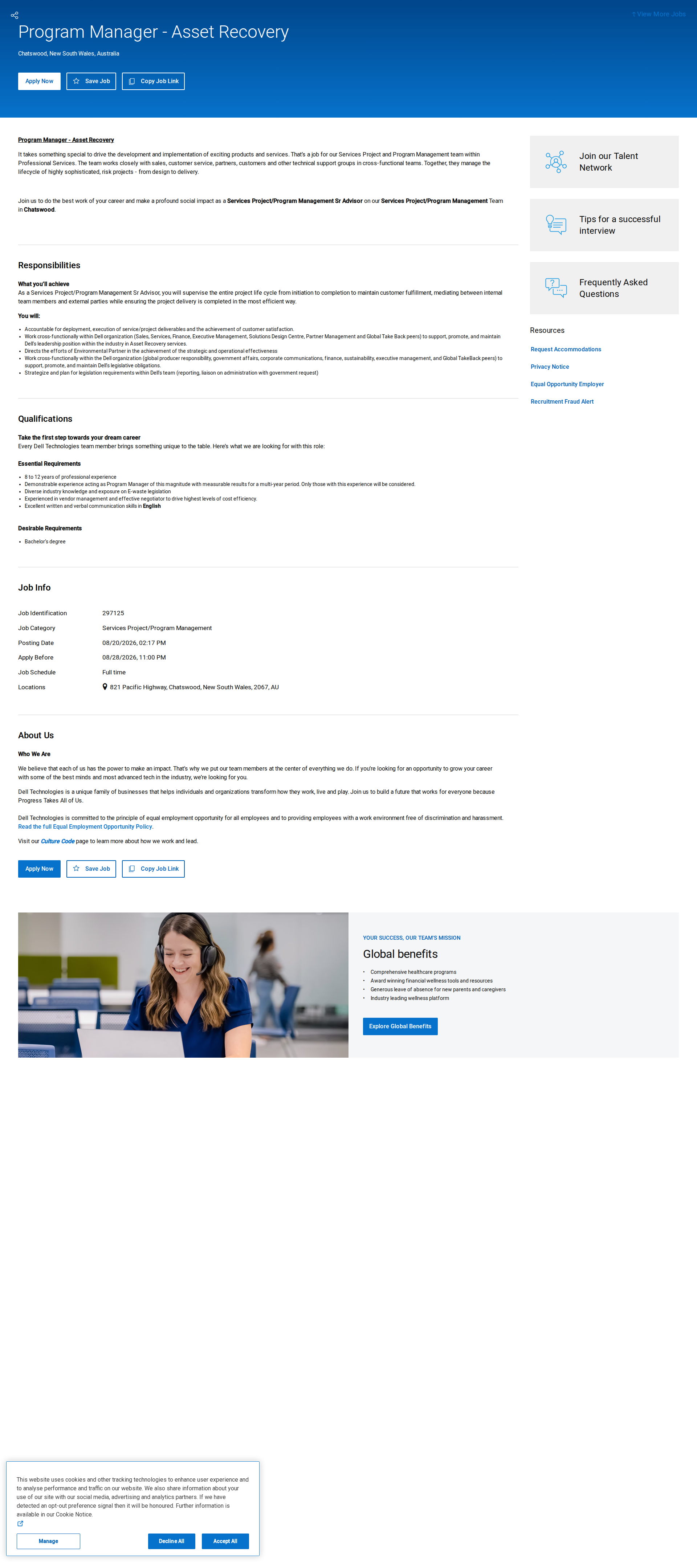 DELL Program Manager - Asset Recovery 채용공고