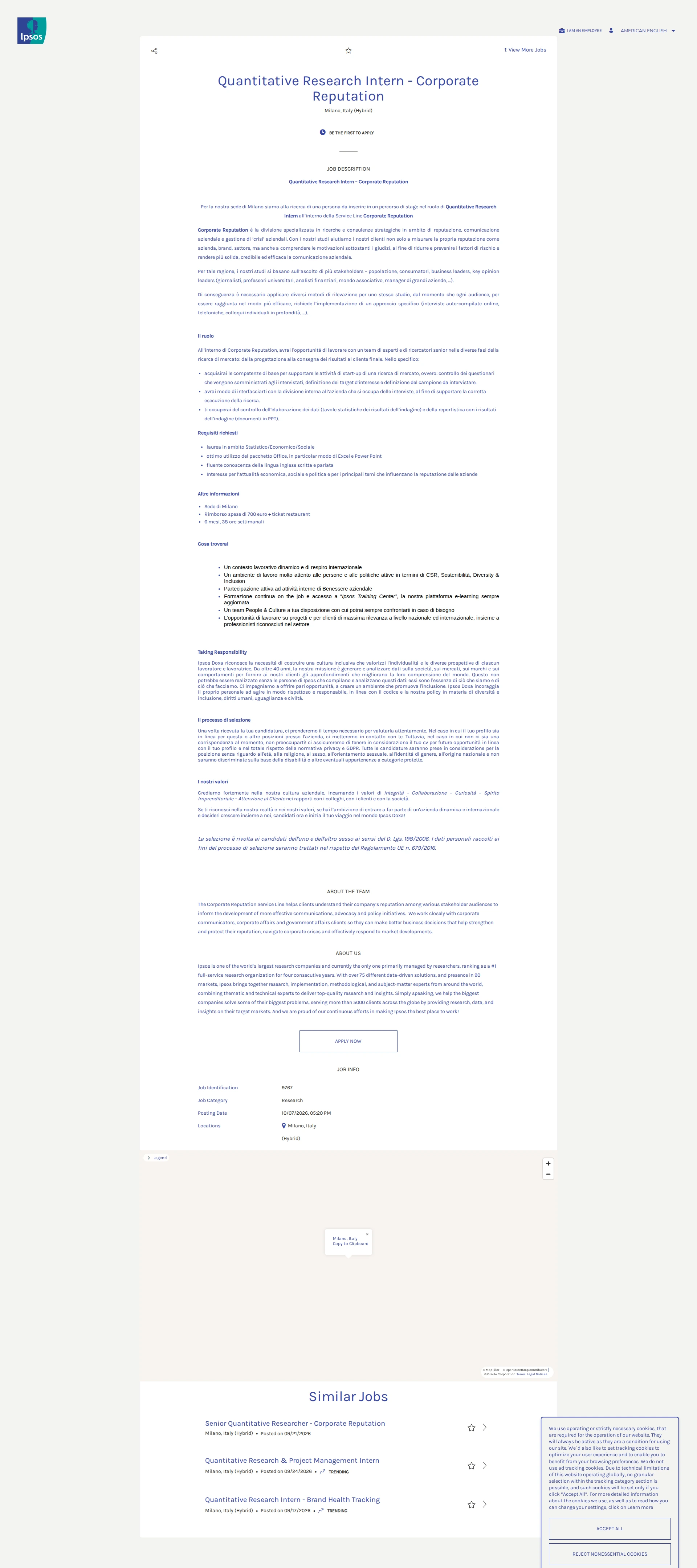 입소스코리아 Quantitative Research Intern - Corporate Reputation 채용공고