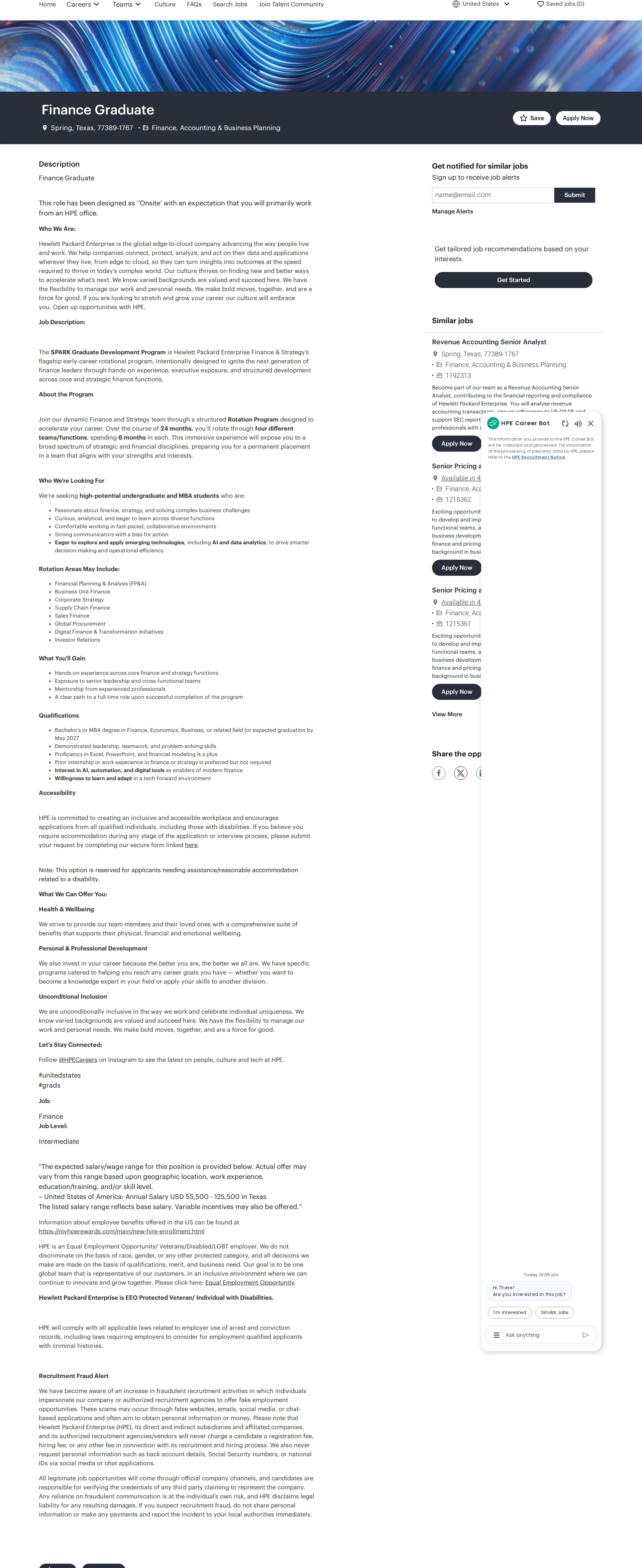 HP Finance Graduate 채용공고