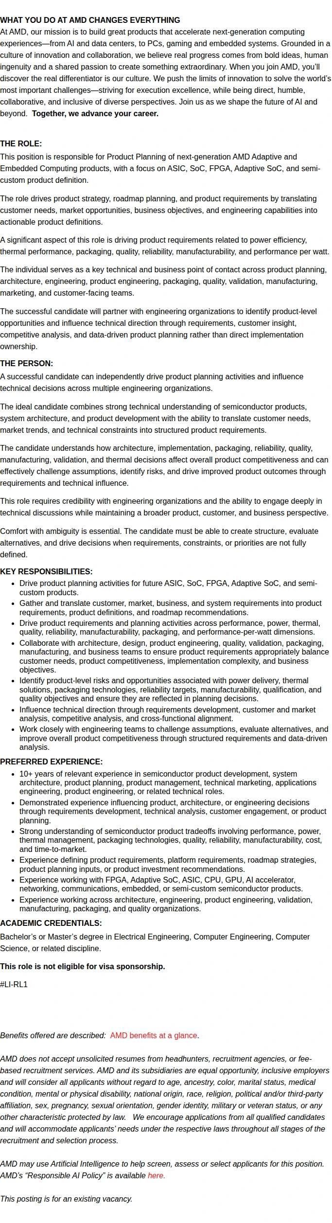 AMD Product Planning Engineer-ASIC/SoC 채용공고