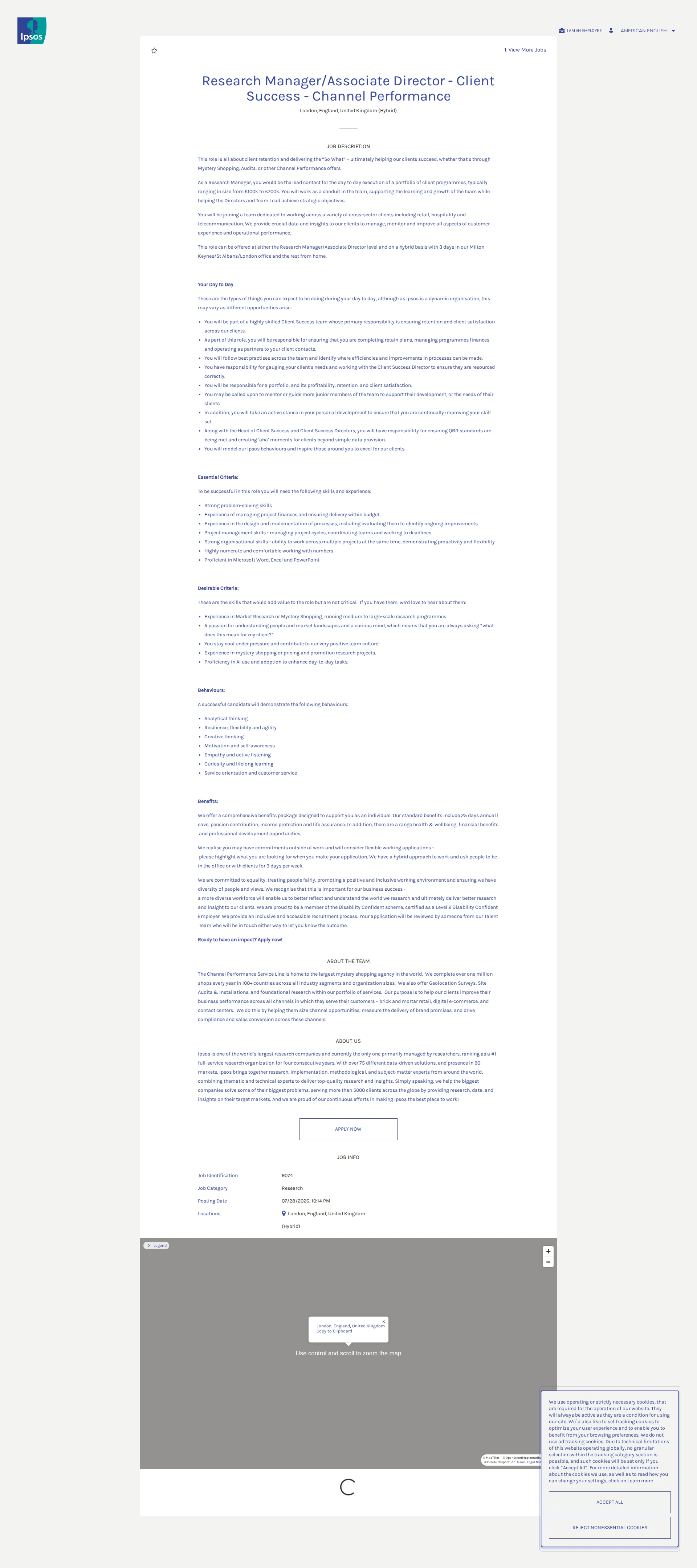 입소스코리아 Research Manager/Associate Director - Client Success - Channel Performance 채용공고