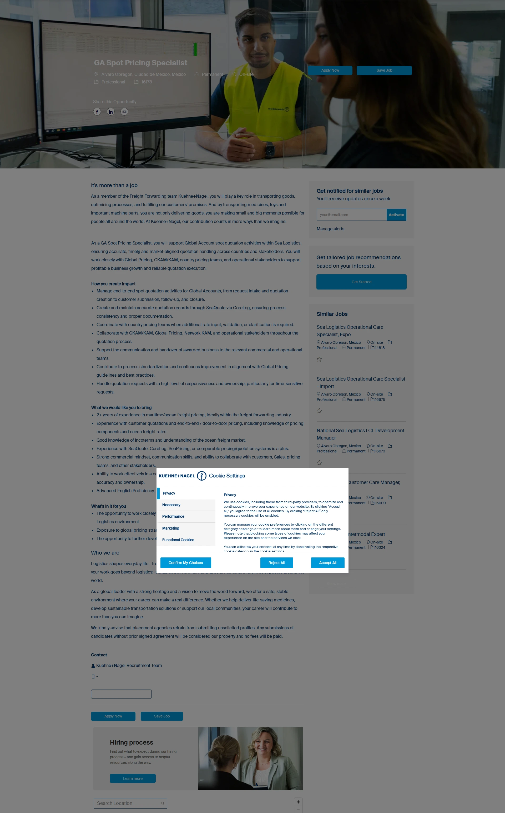 퀴네앤드나겔 GA Spot Pricing Specialist 채용공고