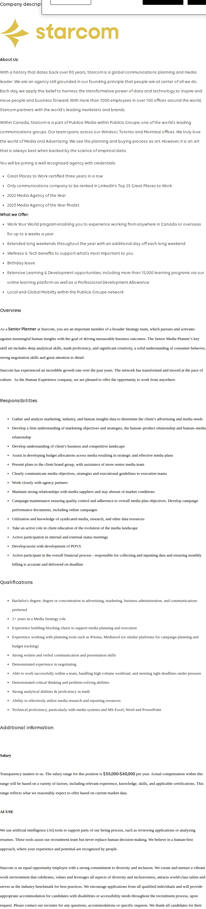 Publicis Groupe Senior Planner, Media Planning 채용공고