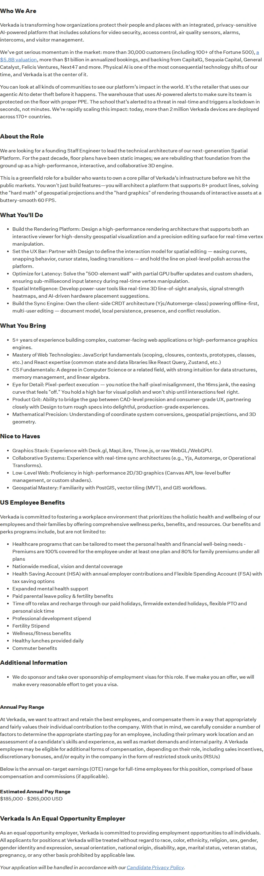 버카다 Staff Frontend Engineer - Mapping & Spatial Platform 채용공고