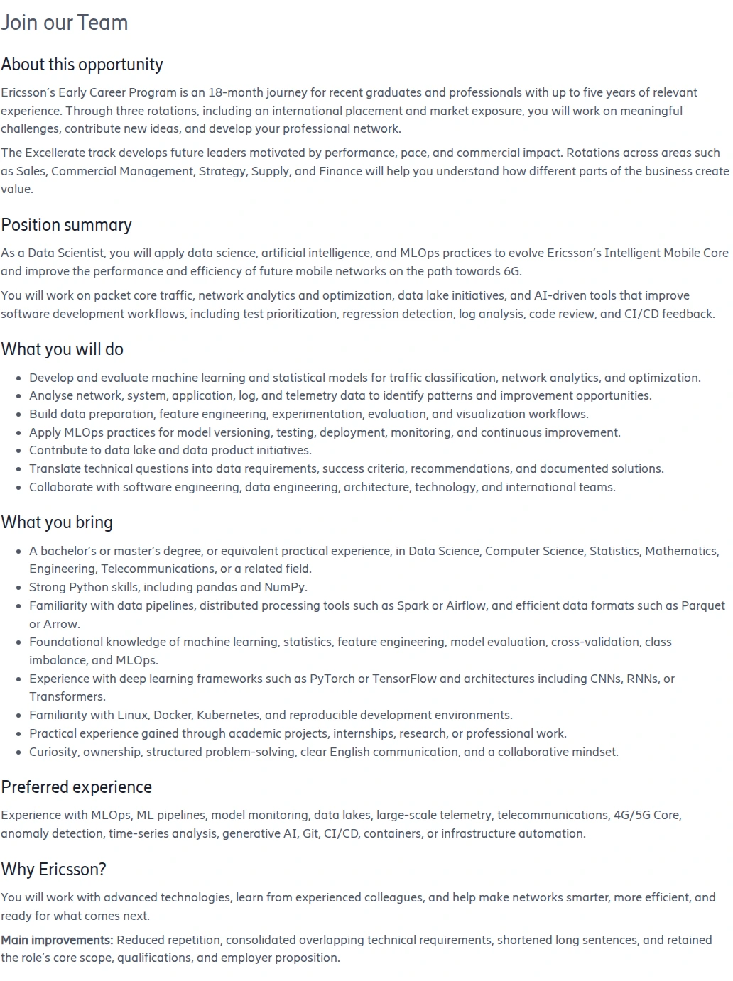 LG에릭슨 Data Scientist (Early Career Program) 채용공고