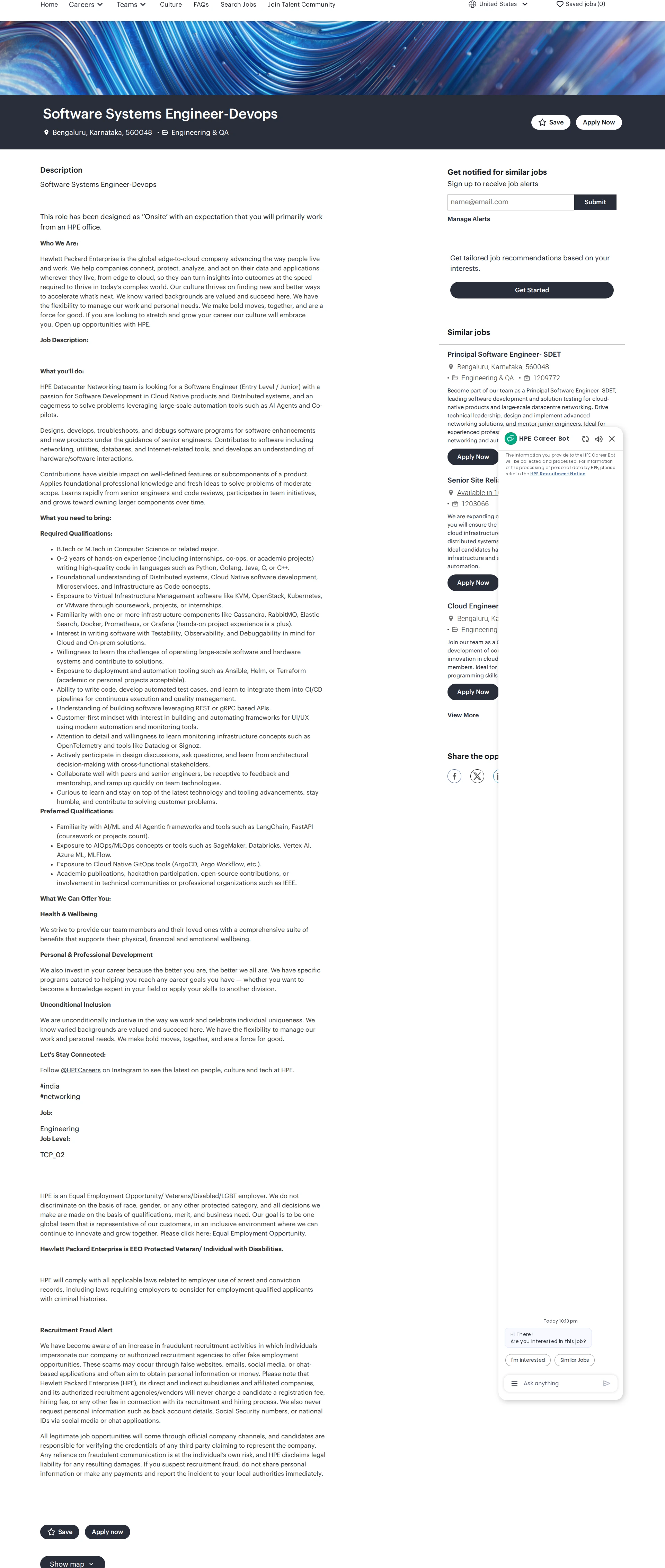 HP Software Systems Engineer-Devops 채용공고